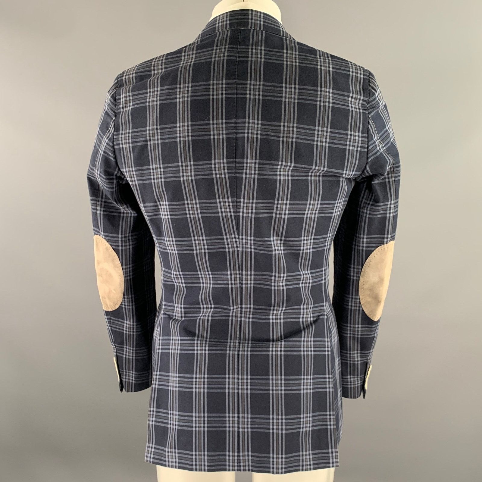 Michael Bastian MICHAEL BASTIAN 36 Navy Plaid Cotton Peak Lapel Sport Coat Size 36R - 4 Thumbnail