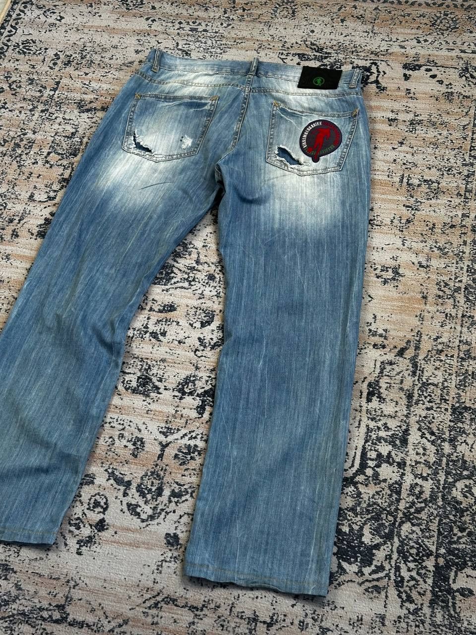 Dirk Bikkembergs Bikkembergs Distressed Vintage Blue Baggy Jeans Size US 33 - 15 Thumbnail