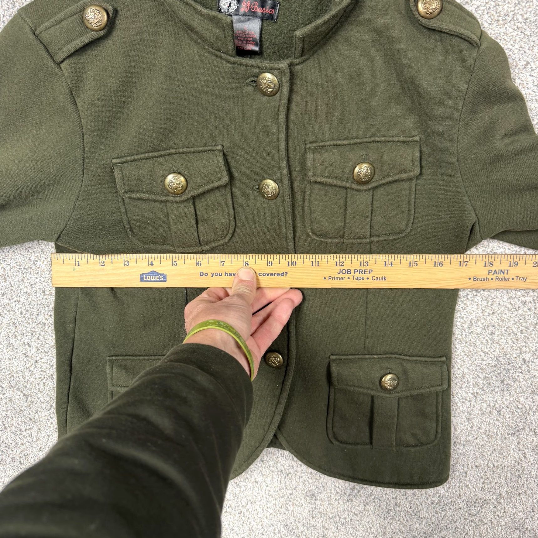 Vintage VINTAGE JJ Basics Jacket Green Military Fleece Buttons Pockets Army Chic Women L Size L / US 10 / IT 46 - 4 Thumbnail