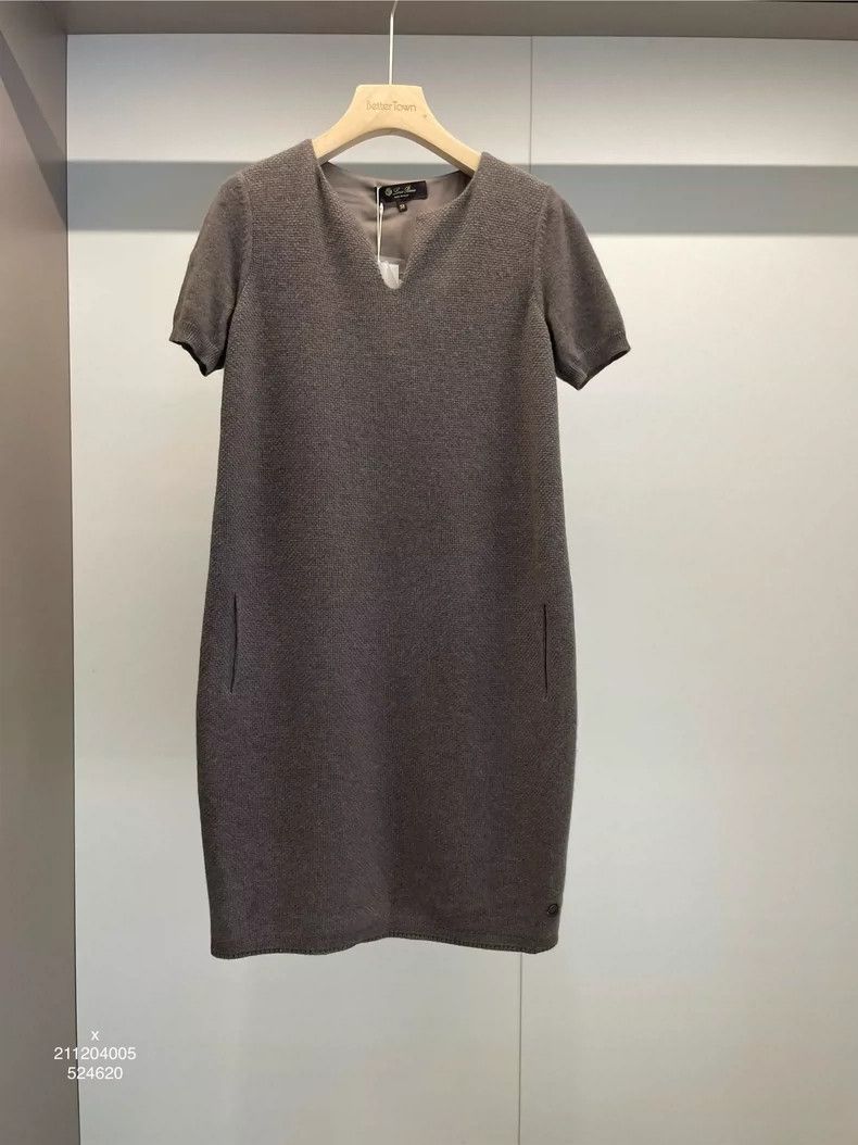Loro Piana LORO PIANA Dark beige cashmere short sleeve dress Size S / US 4 / IT 40 - 1 Thumbnail