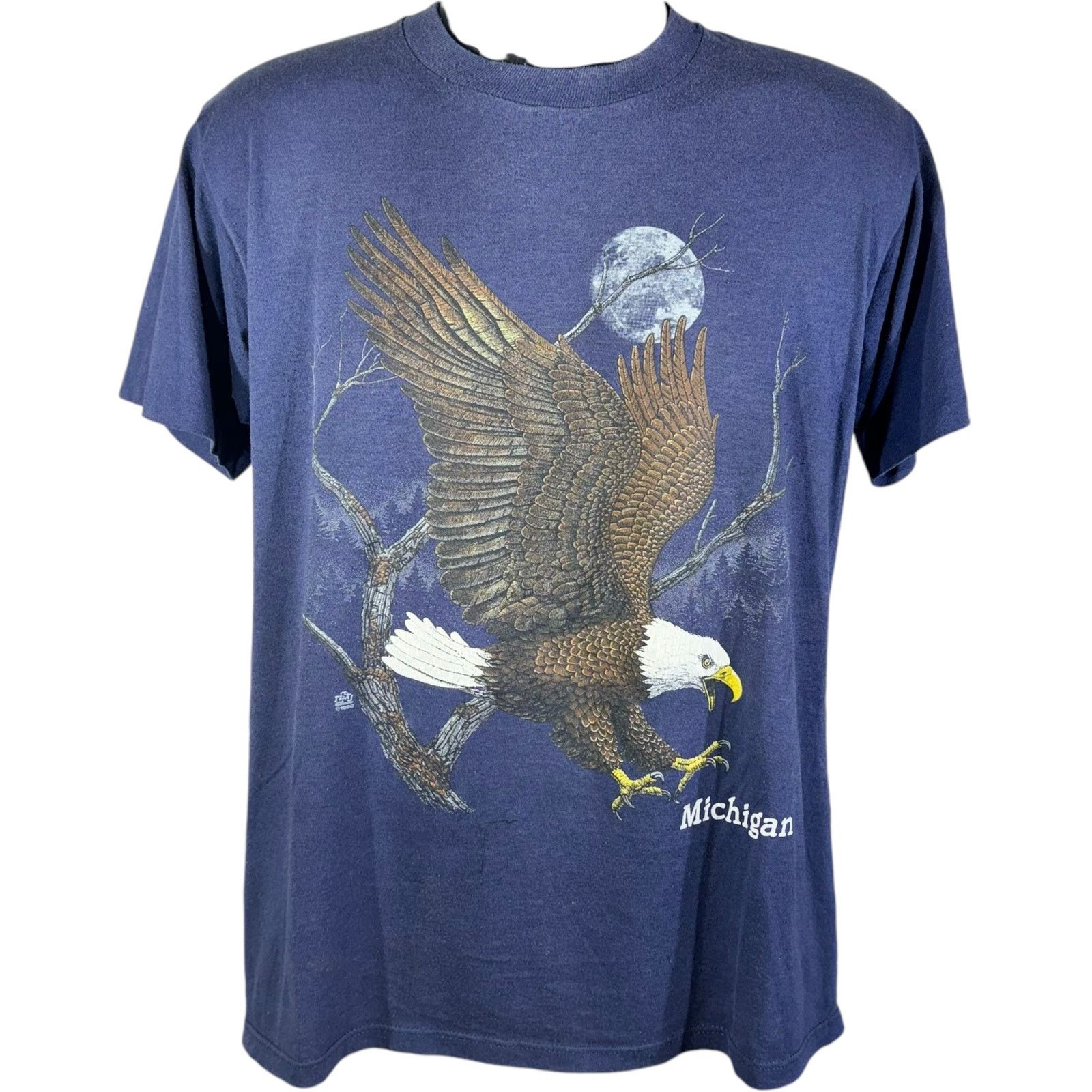 Jerzees Vintage Michigan Bald Eagle Nature Souvenir Tee 90s Size US L / EU 52-54 / 3 - 1 Thumbnail