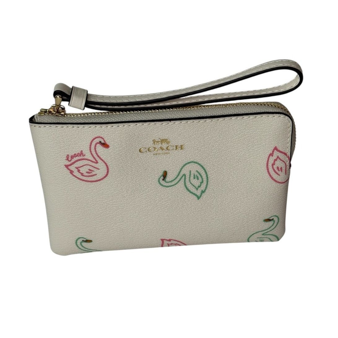 Coach Coach Corner Zip Wristlet with Swan Print Small Clutch Purse Size ONE SIZE - 1 Thumbnail