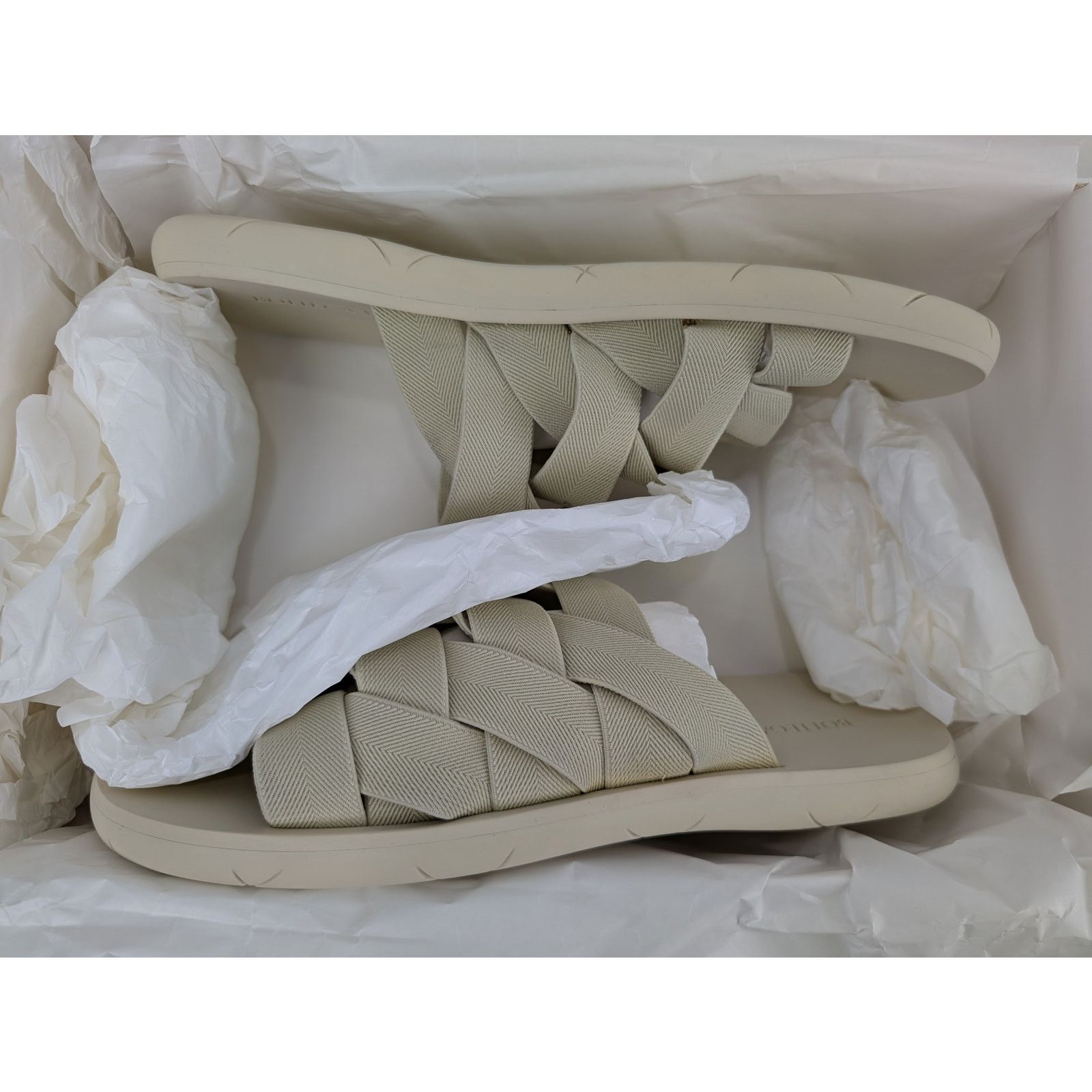 Bottega Veneta o1rshd1 Intrecciato Starfish Plat Sandal in Sea Salt Size US 10 / EU 43 - 13 Thumbnail