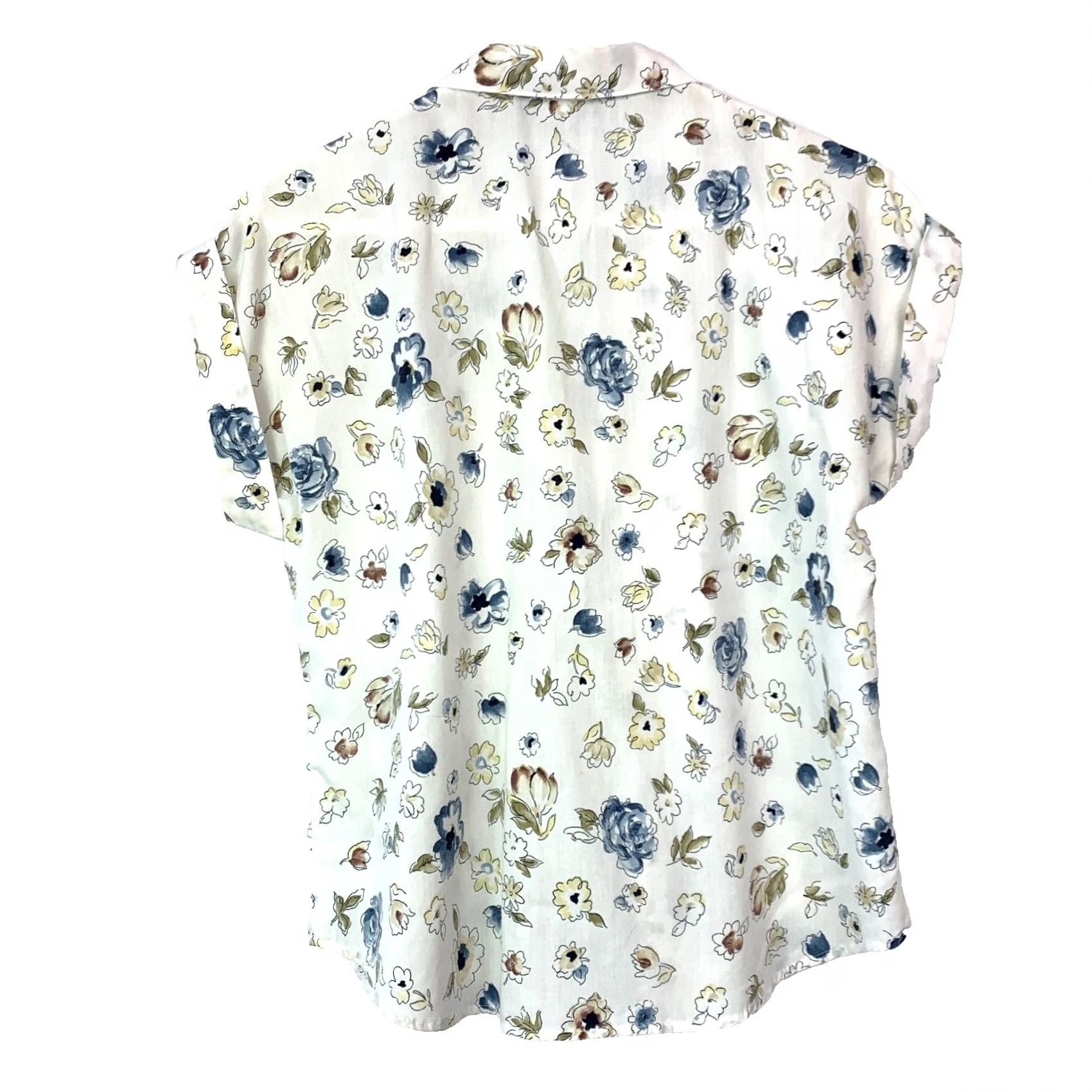 Vintage VINTAGE Caliche Floral Short Sleeve Camp Shirt Womens Medium White Cotton Blend 80s 90s Size M / US 6-8 / IT 42-44 - 4 Thumbnail