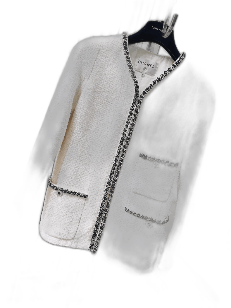 Chanel Chanel Spring Summer Long Coat with Black Trim Size S / US 4 / IT 40 - 1 Thumbnail