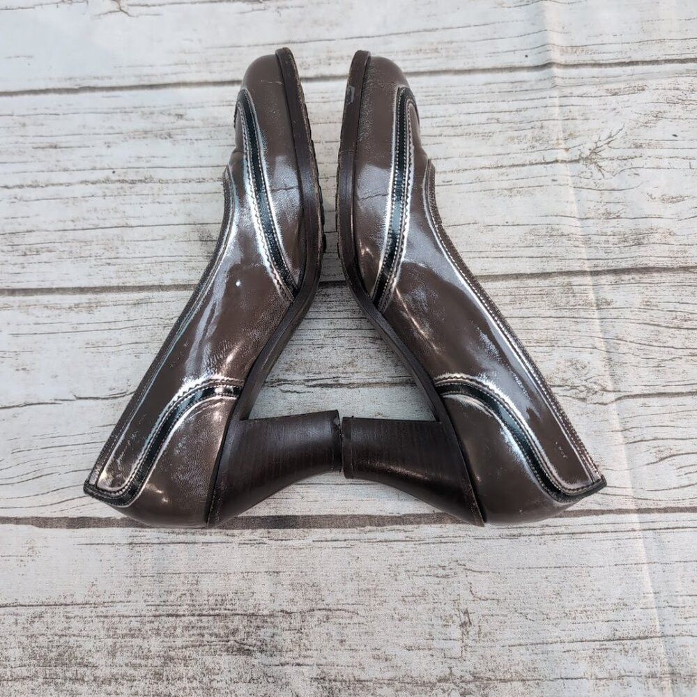 Dries Van Noten Dries Van Noten Brown and Silver Patent Almond Toe Pumps Wo Size US 7 / IT 37 - 4 Thumbnail