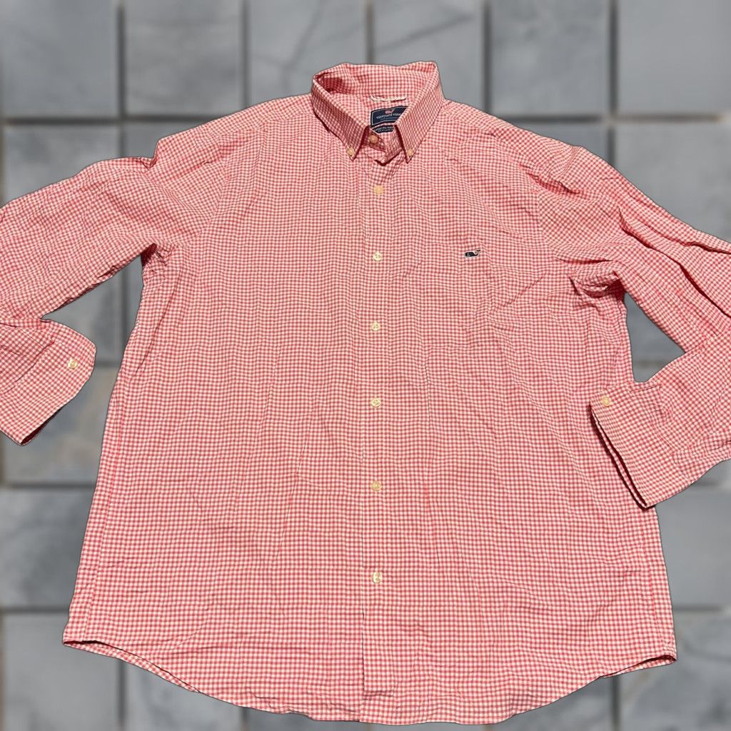 Vineyard Vines Vineyard Vines Shirt Men XL Red Pink Check Plaid Long Sleeve Performance Stretch Size US XL / EU 56 / 4 - 1 Thumbnail