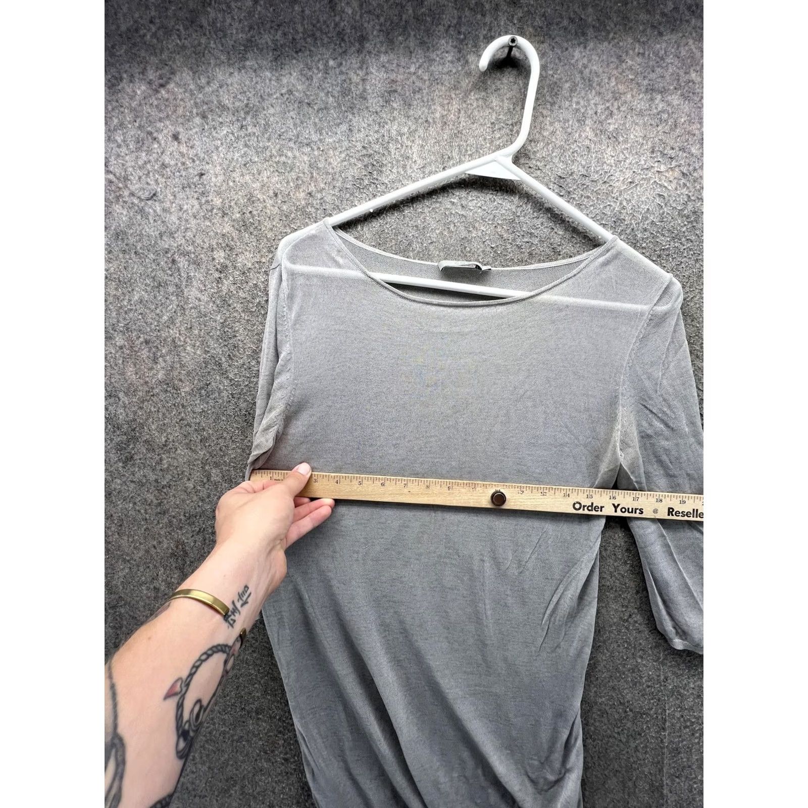 Cos COS Shirt Dress Womens Small Gray Boat Neck 3/4 Sleeve Tunic Lightweight Jersey Top Size S / US 4 / IT 40 - 4 Thumbnail
