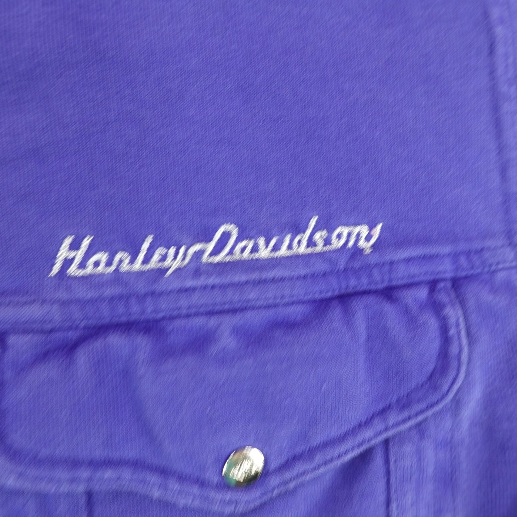 Harley Davidson VINTAGE Harley-Davidson Button-Up Shirt Womens Small Blue Long Sleeve Pearl Snap Motorcycle 90s Western Size S / US 4 / IT 40 - 3 Thumbnail