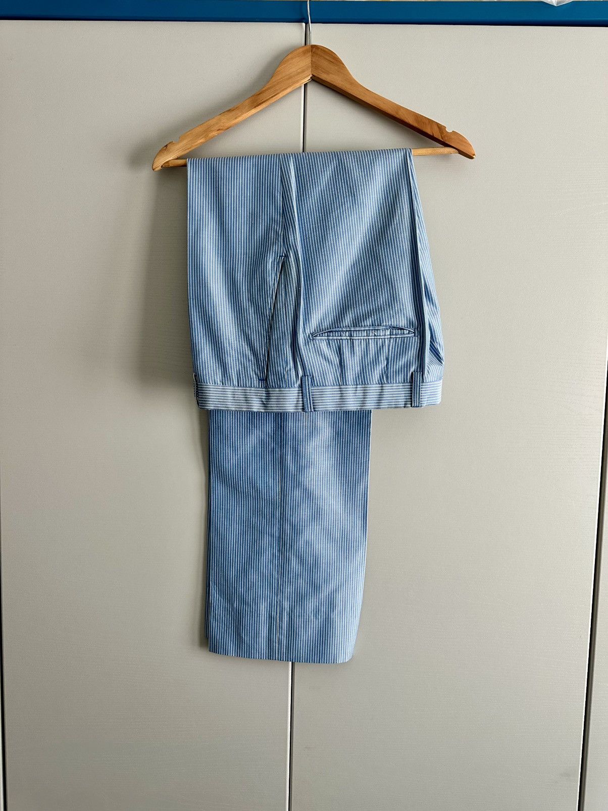 Dries Van Noten Blue Striped Silk Trousers Size US 32 / EU 48 - 2 Thumbnail
