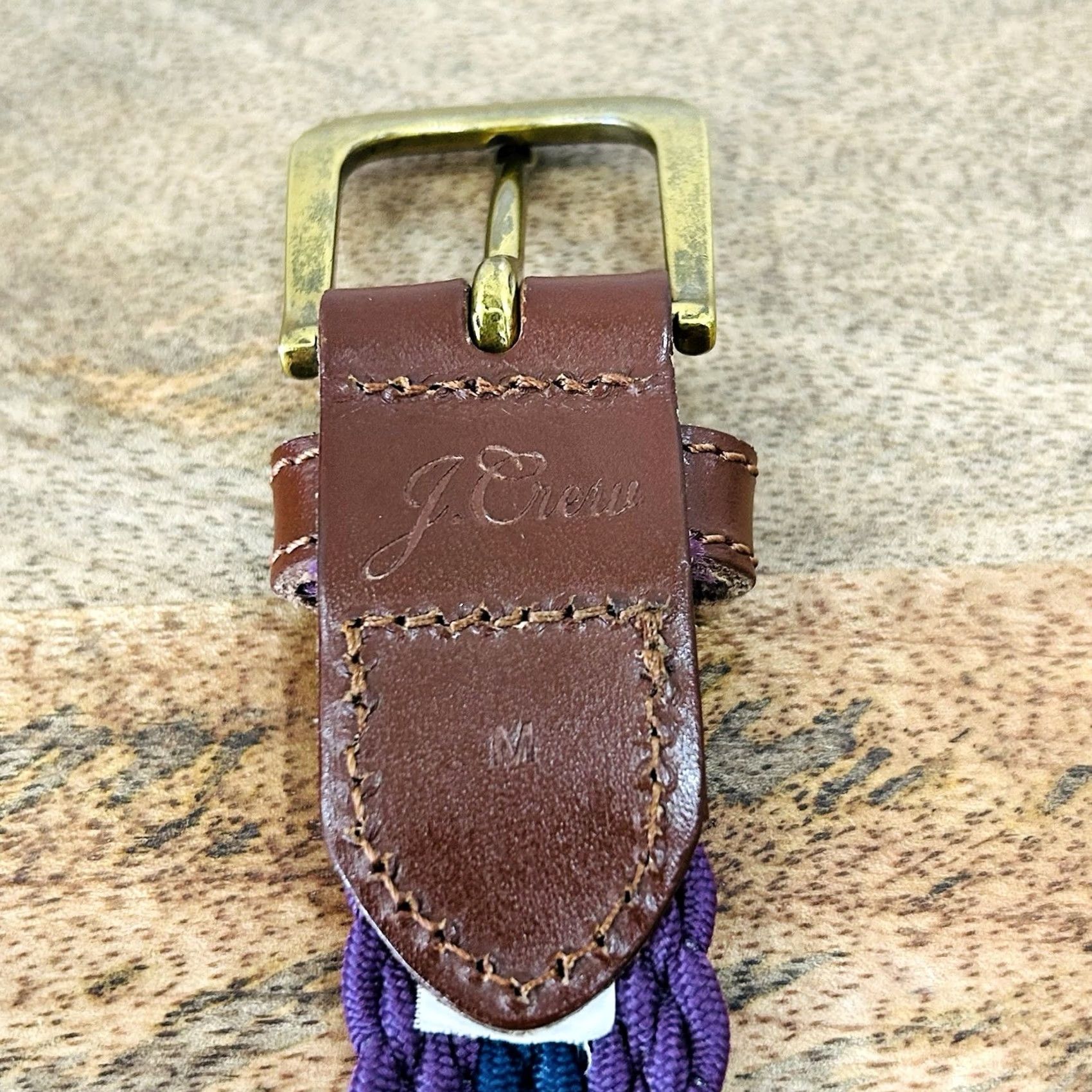 j crew leather dress belt VINTAGE J. Mens Medium Nautical Brown Striped Belt Braided belt