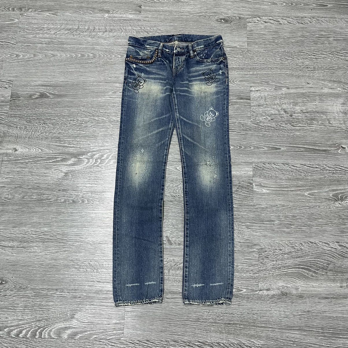 Hysteric Glamour × Japanese Brand Hysteric Glamour Fuck Bear Studded Denim pant Size US 27 - 1 Thumbnail