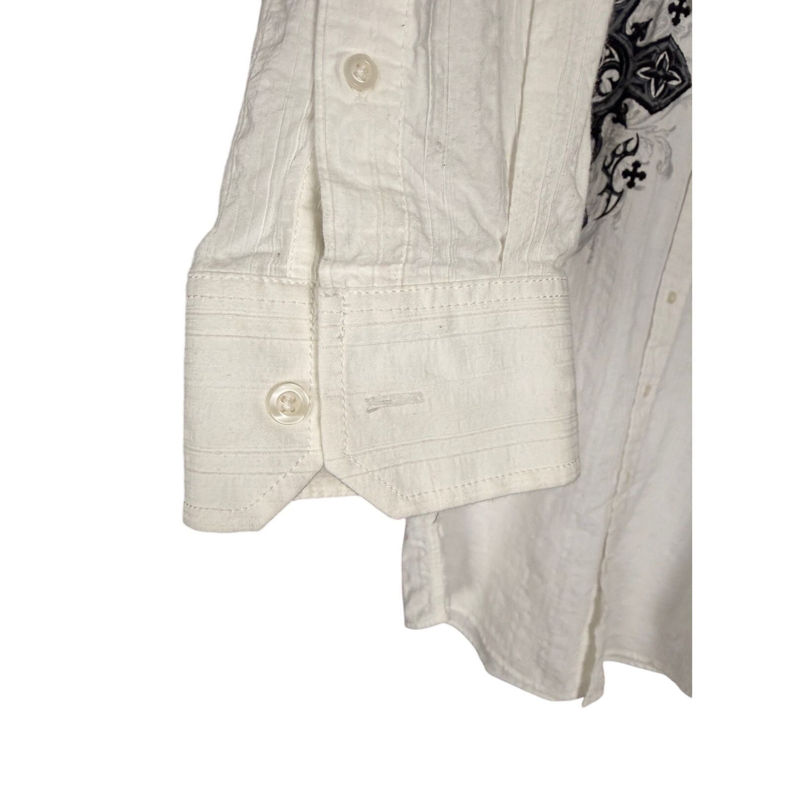 Raw State Vtg Y2K Raw State Velvet Cross White L/S Button Down Shirt Size US XL / EU 56 / 4 - 9 Thumbnail