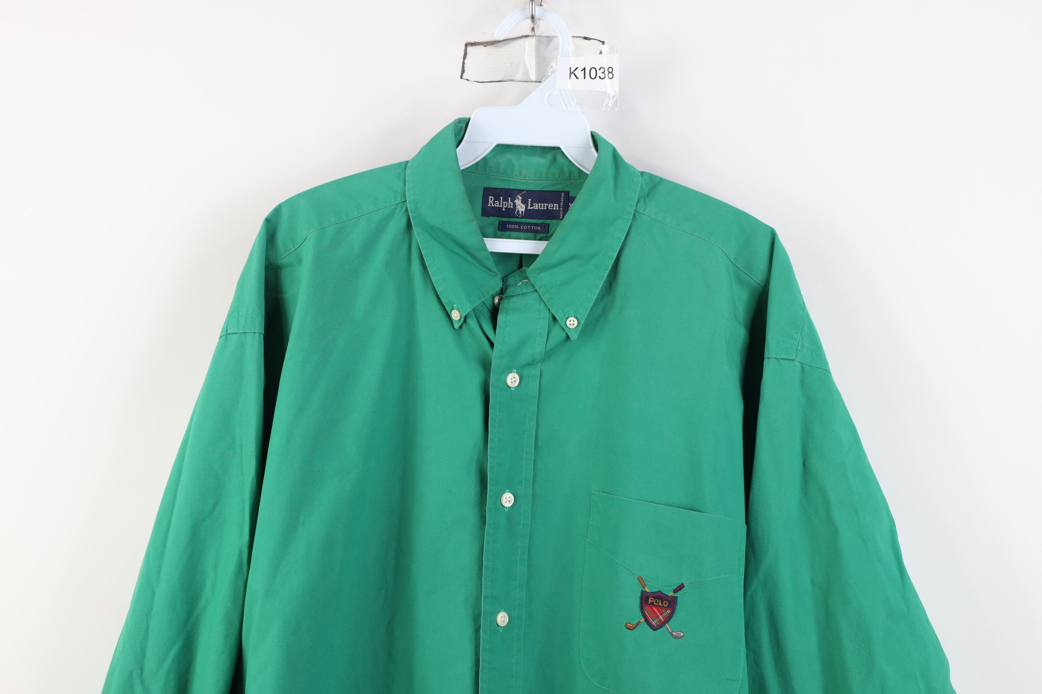 Ralph Lauren Vintage 90s Ralph Lauren Crest Collared Button Down Shirt Size US XL / EU 56 / 4 - 2 Thumbnail