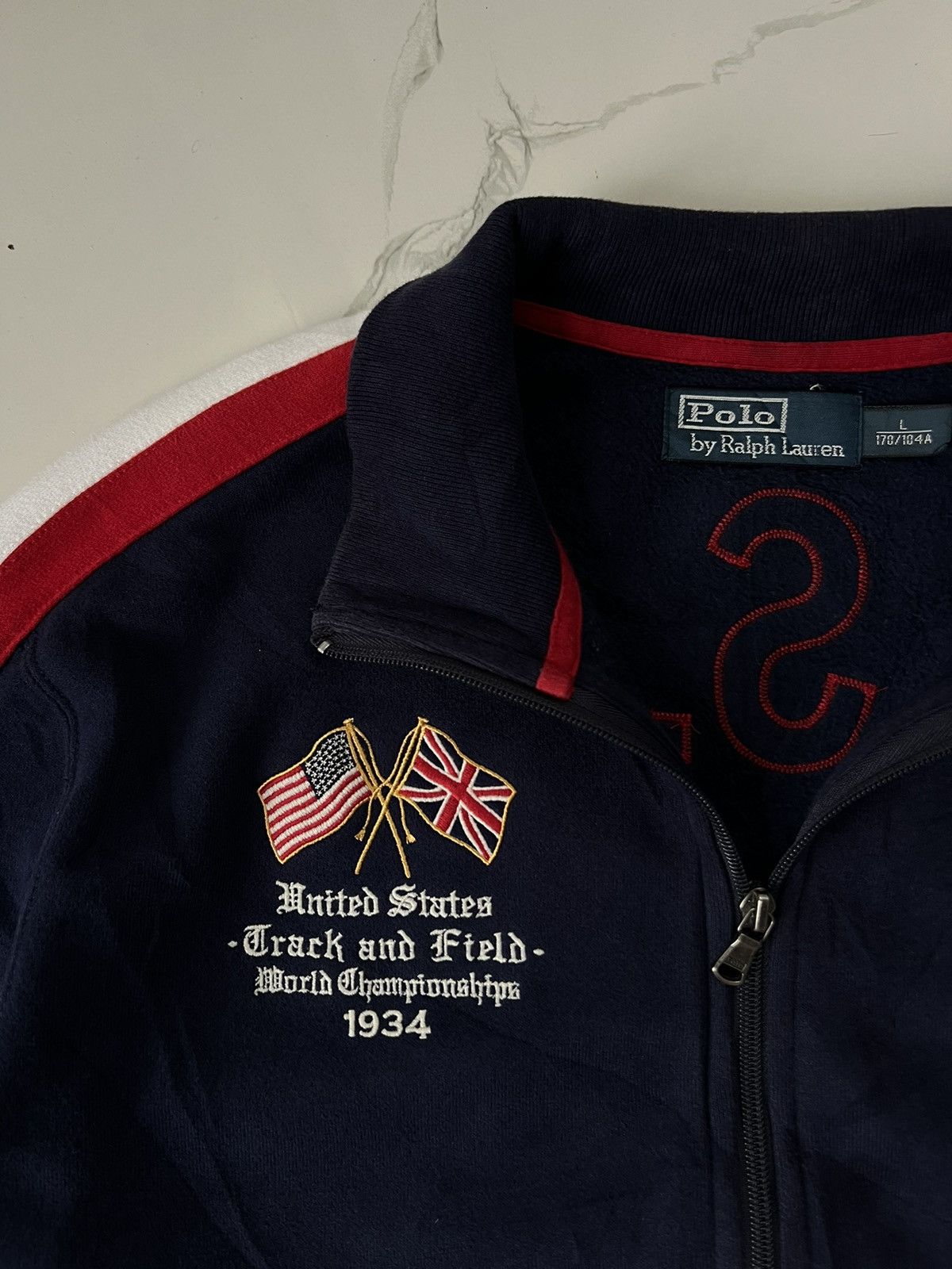 Polo Ralph Lauren 00’s POLO RALPH LAUREN USA TRACK AND FIELD ZIP SWEATSHIRT Size US L / EU 52-54 / 3 - 5 Thumbnail