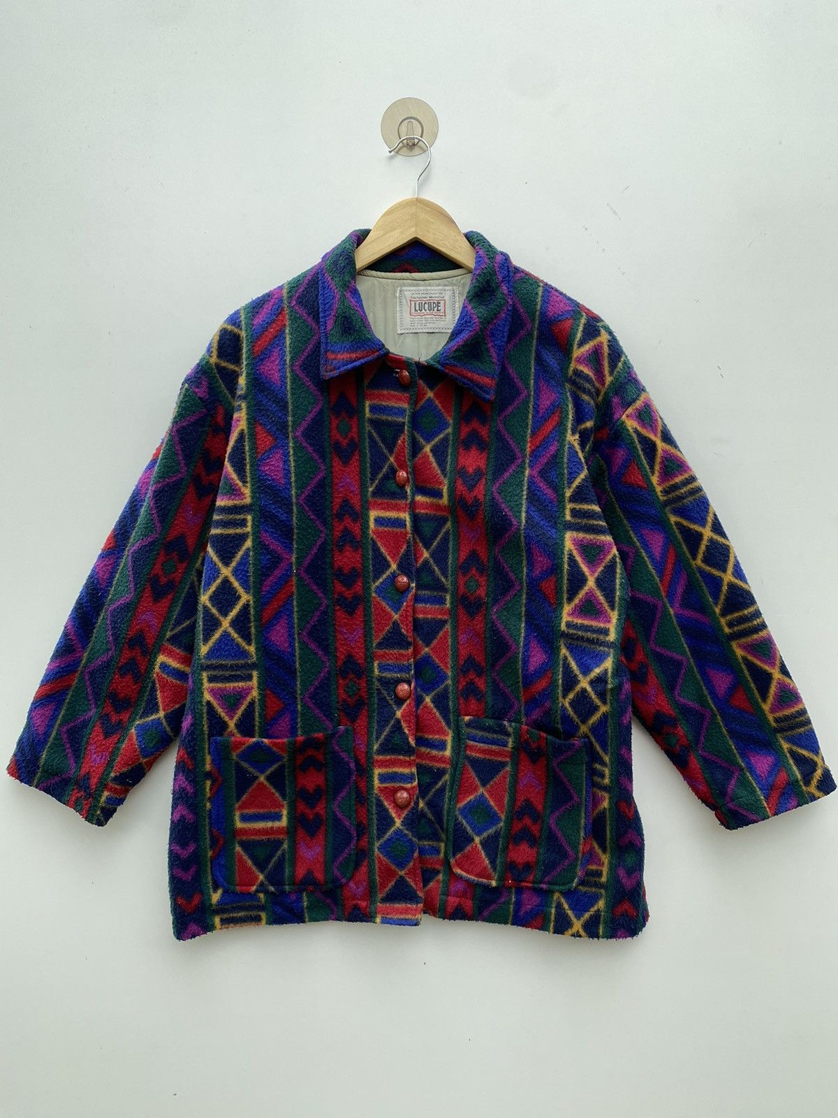 Japanese Brand Lucupe Wool Jacket Colourfull Design Size US L / EU 52-54 / 3 - 1 Thumbnail