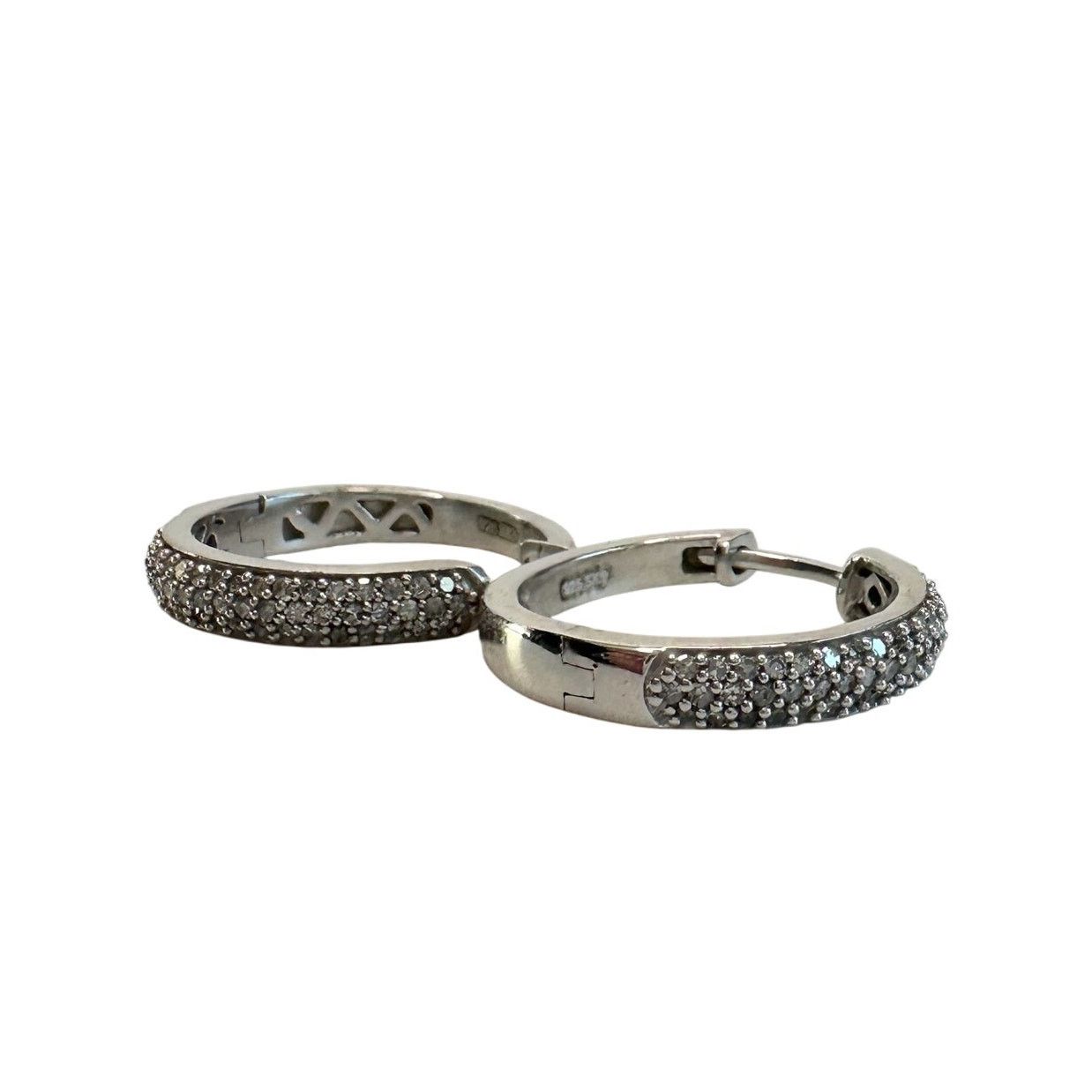 Other 1/2 Carat Natural Diamond Hoop Earrings in Sterling Silver Size ONE SIZE - 6 Thumbnail