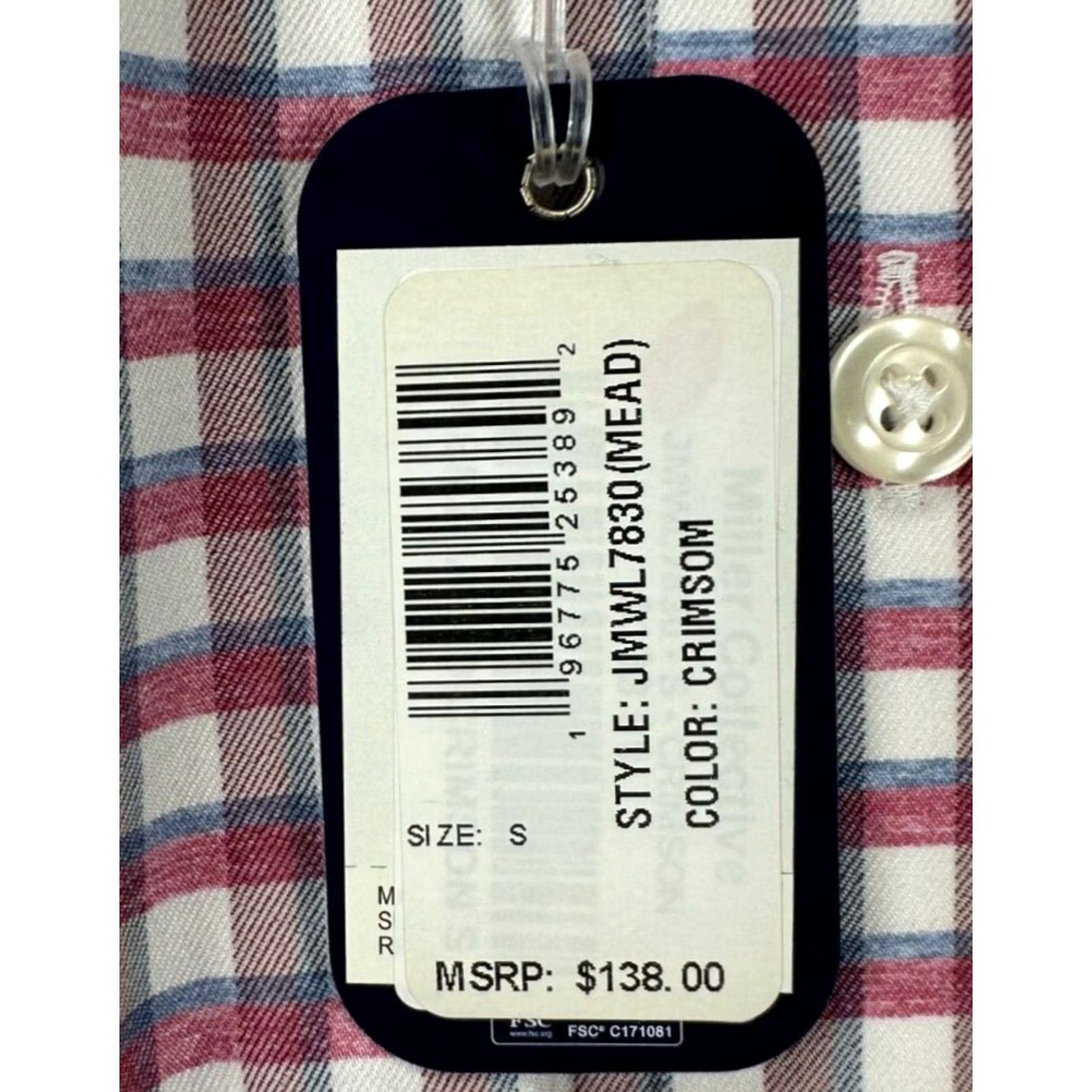 johnnie-O Johnnie-O Mead Performance Shirt Mens Small Red Plaid Nylon Blend Button-Up Size US S / EU 44-46 / 1 - 2 Thumbnail