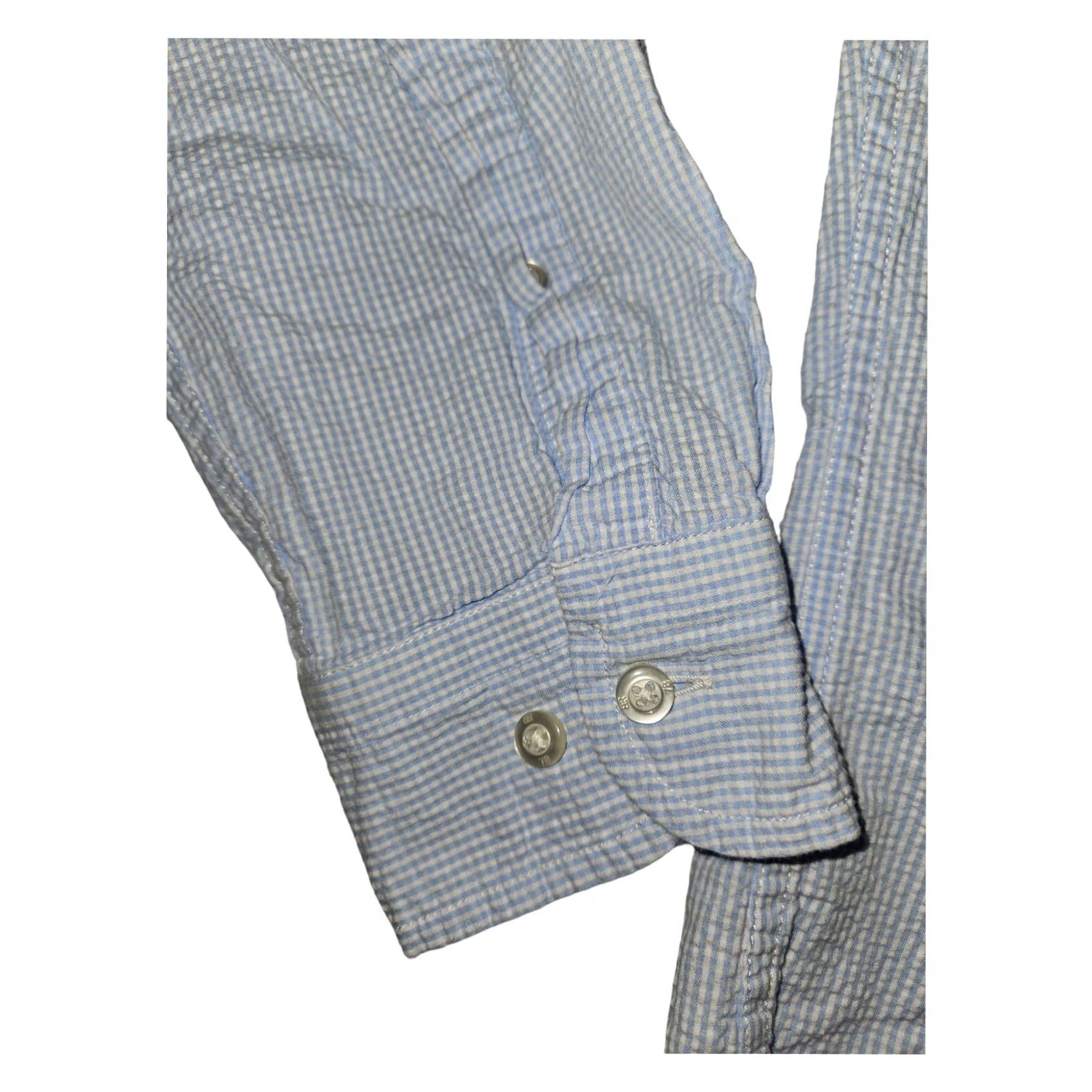 Banana Republic Banana Republic Shirt Button-Up Long Sleeve Men Adult Large Blue Check Slim Fit Casual Business Travel 43 in Chest Button-Down Collared Size US L / EU 52-54 / 3 - 5 Thumbnail