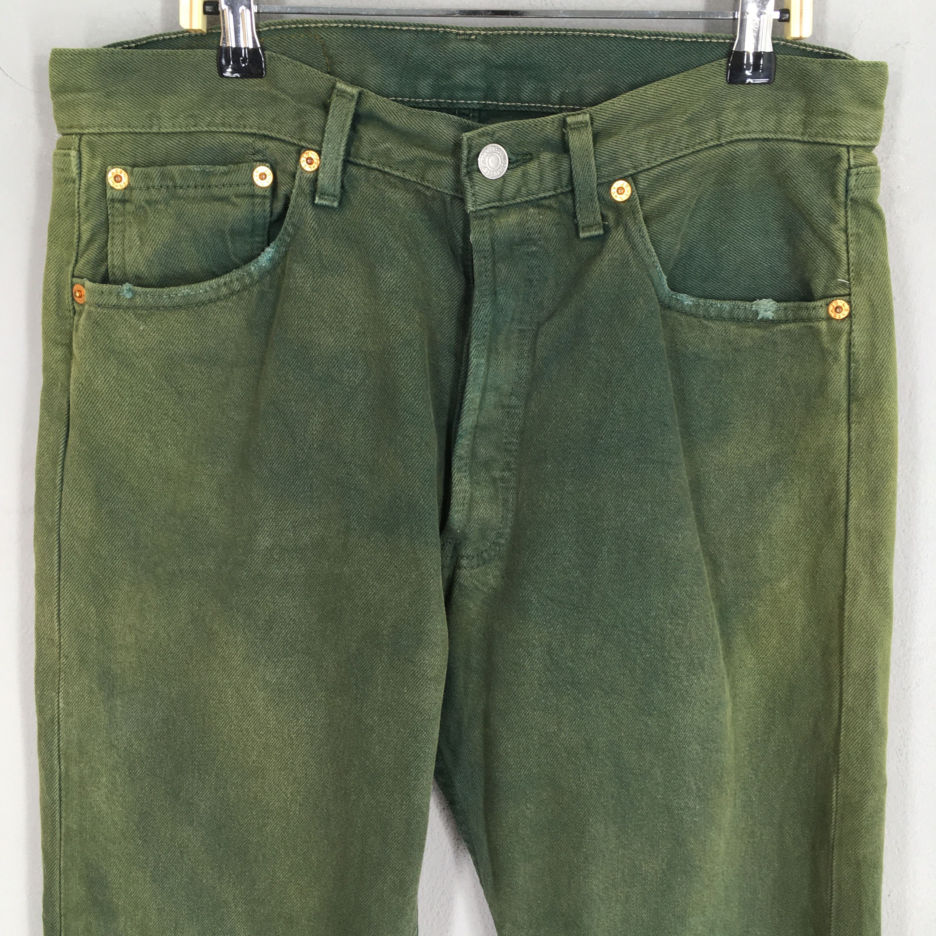 Levi's Size 30x30 Vintage 90s Levi's 501 Green Olive Jeans S1816 Size US 30 / EU 46 - 2 Thumbnail