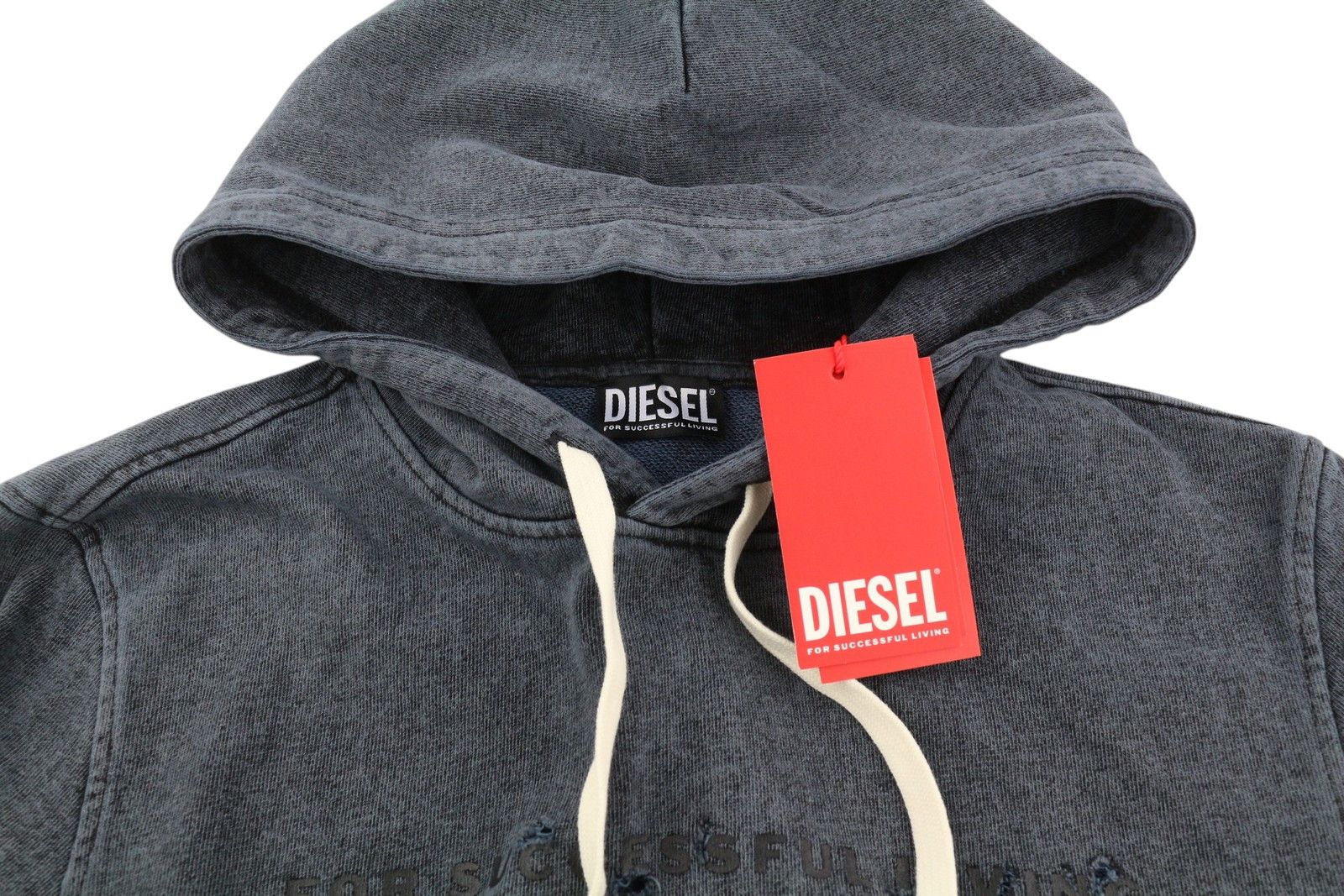 Diesel S-Ginn-Hood-E1 Men Hoodie L Washed Grey Distress 41051 Size US L / EU 52-54 / 3 - 4 Thumbnail