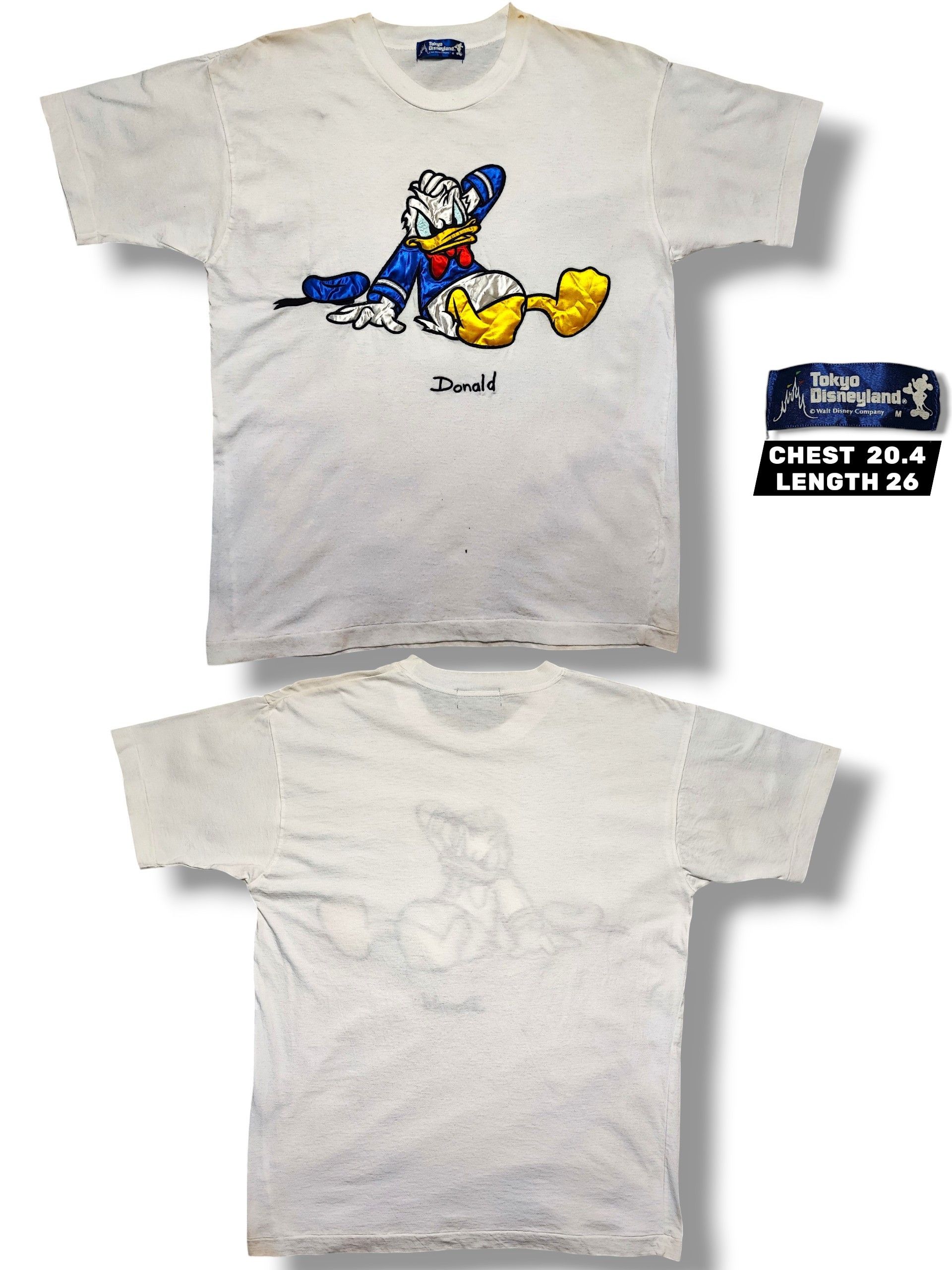 Disney 90s Vintage Tokyo Disneyland Donald Duck Single Stitch Size US L / EU 52-54 / 3 - 1 Thumbnail