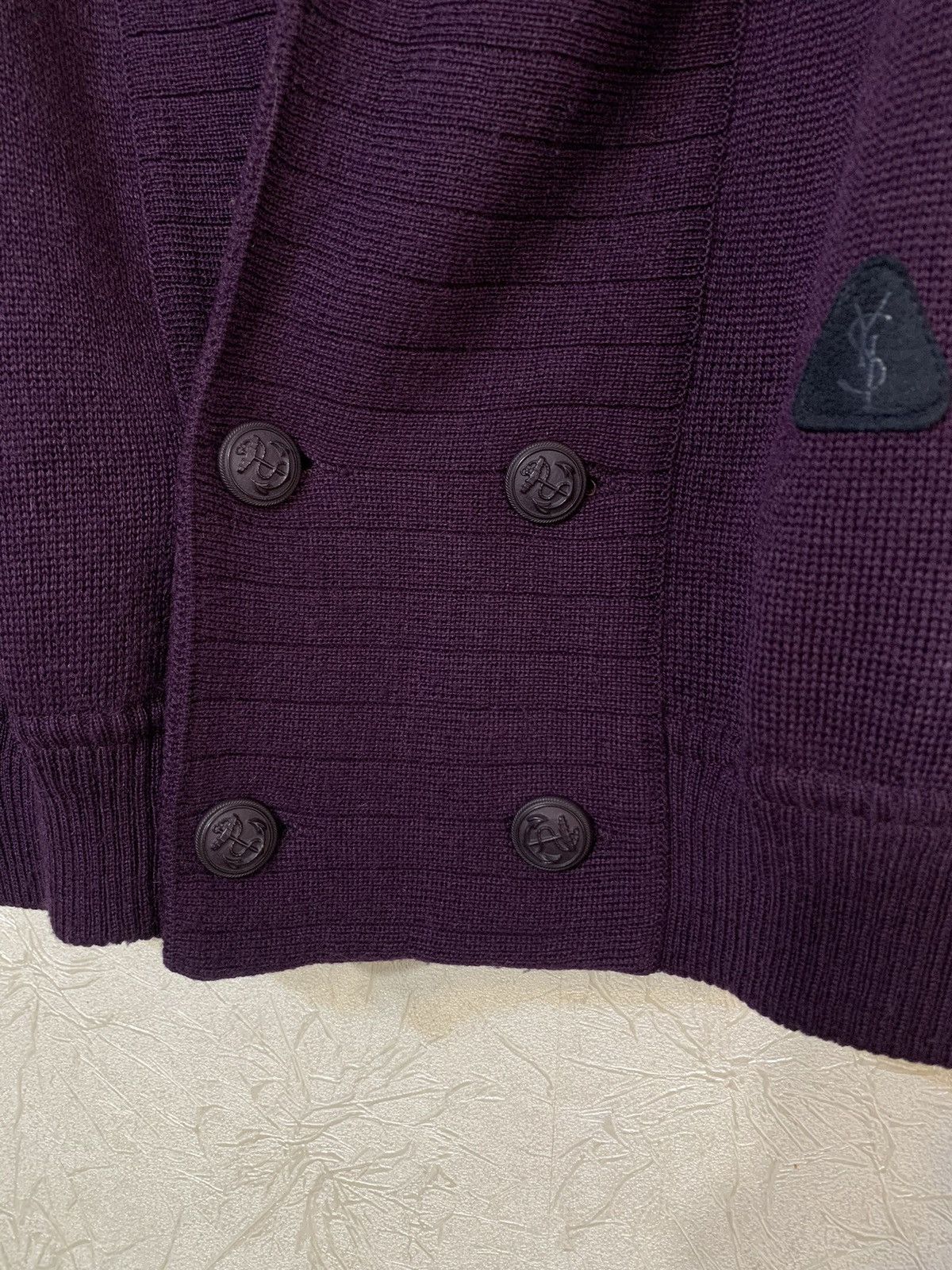 Vintage × Yves Saint Laurent Vintage 80’s Yves Saint Laurent Double Wool Cardigan YSL Size US M / EU 48-50 / 2 - 5 Thumbnail
