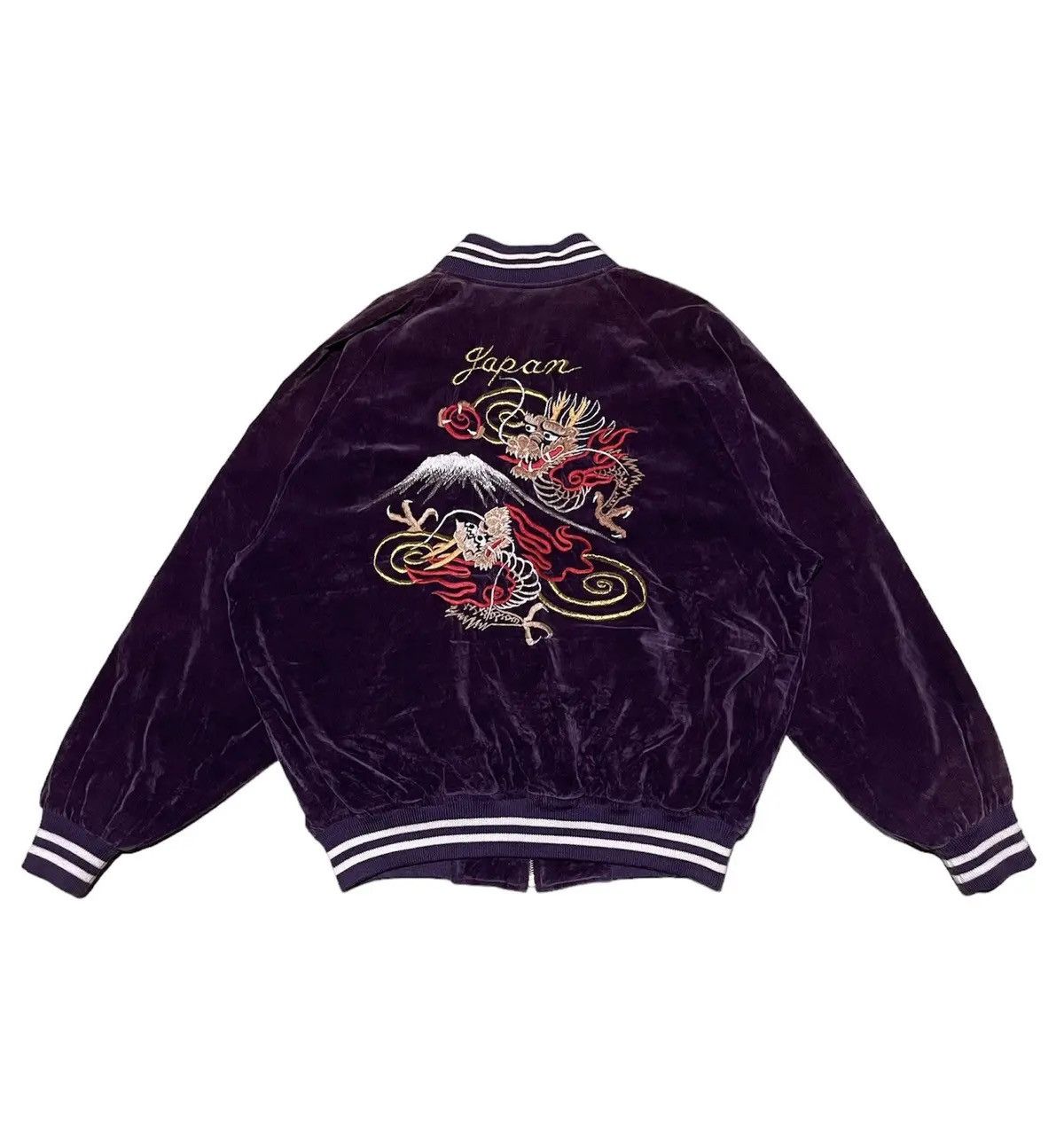 Karakuri Tamashii Sukajan Japanese Dragon & Mt. Fuji Velvet Souvenir Jacket Size US M / EU 48-50 / 2 - 1 Thumbnail