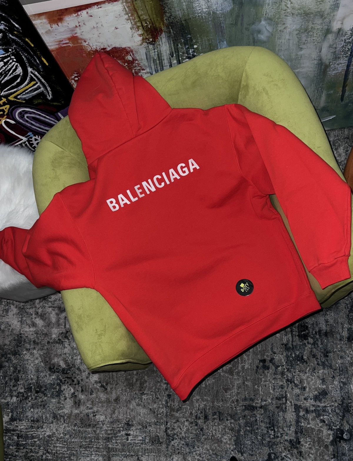 image of Balenciaga Logo Hoodie in Red, Men's (Size Small)