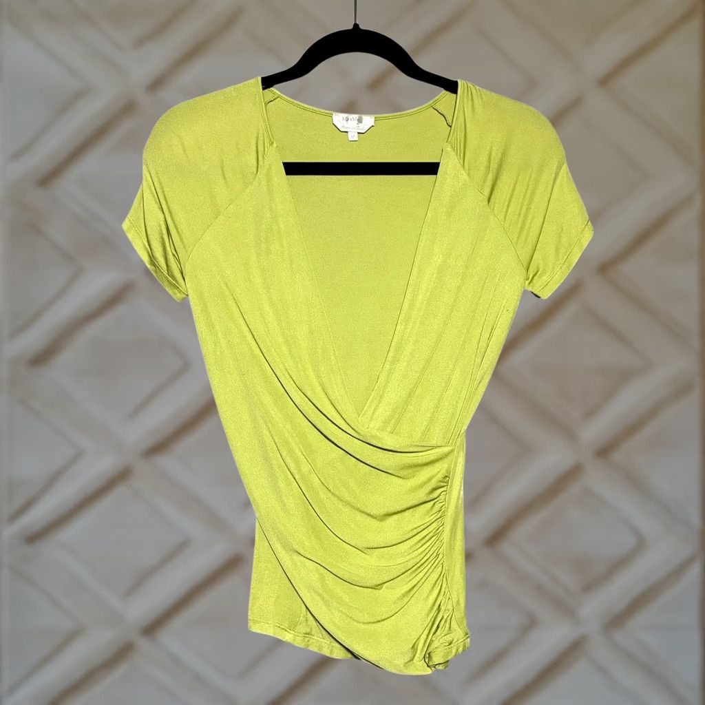 Max Mara VINTAGE Max Mara Wrap Top V-Neck Short Sleeve Womens M Green Size M / US 6-8 / IT 42-44 - 1 Thumbnail