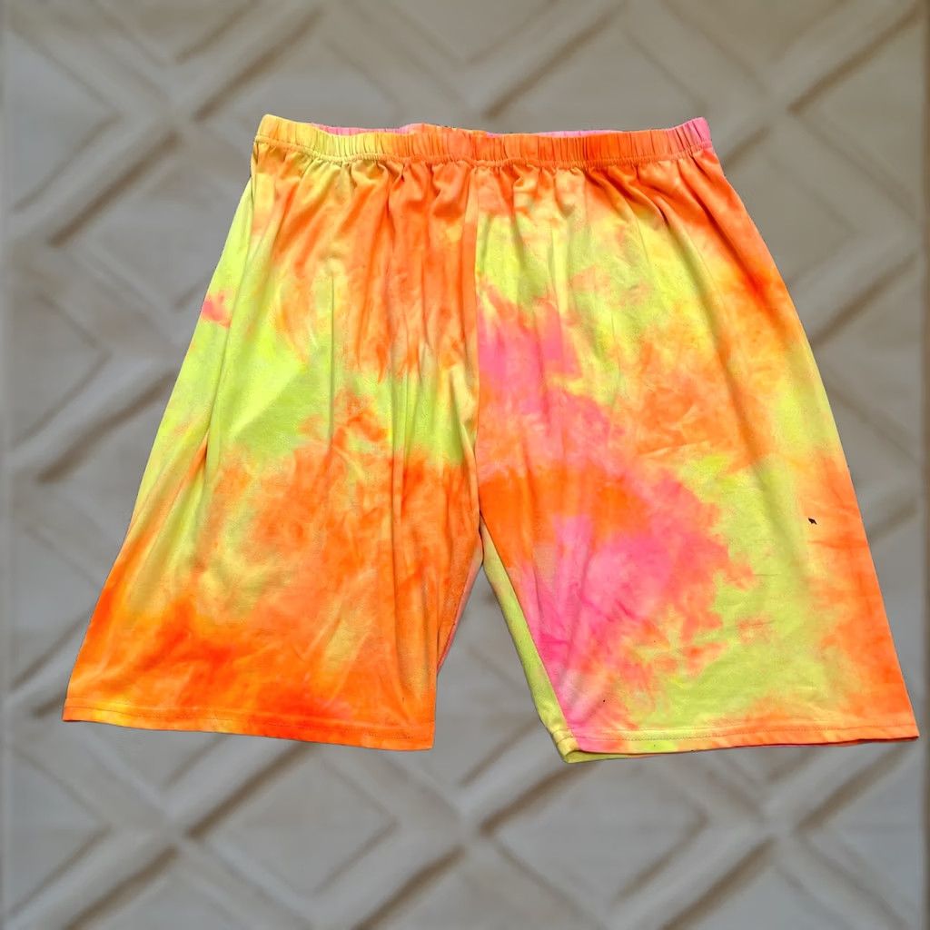 Vintage Unbranded Sweat Shorts Womens XXL Orange Yellow Pink Soft Casual Lounge 10" Size 24" / US 00 / IT 34 - 1 Thumbnail