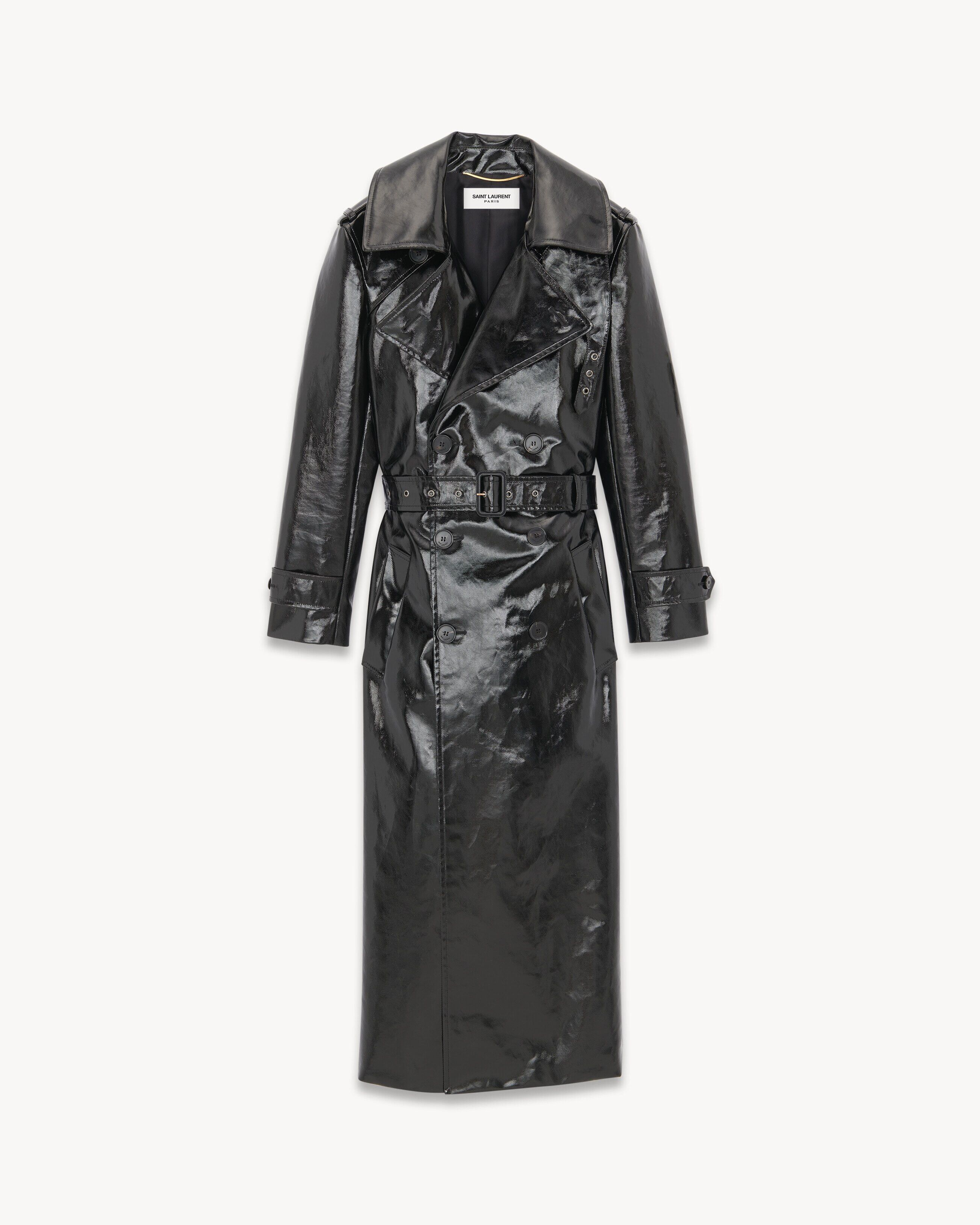 Saint Laurent Paris o1tp1o1224 Trench Coat In Viny in Black Size M / US 6-8 / IT 42-44 - 1 Preview