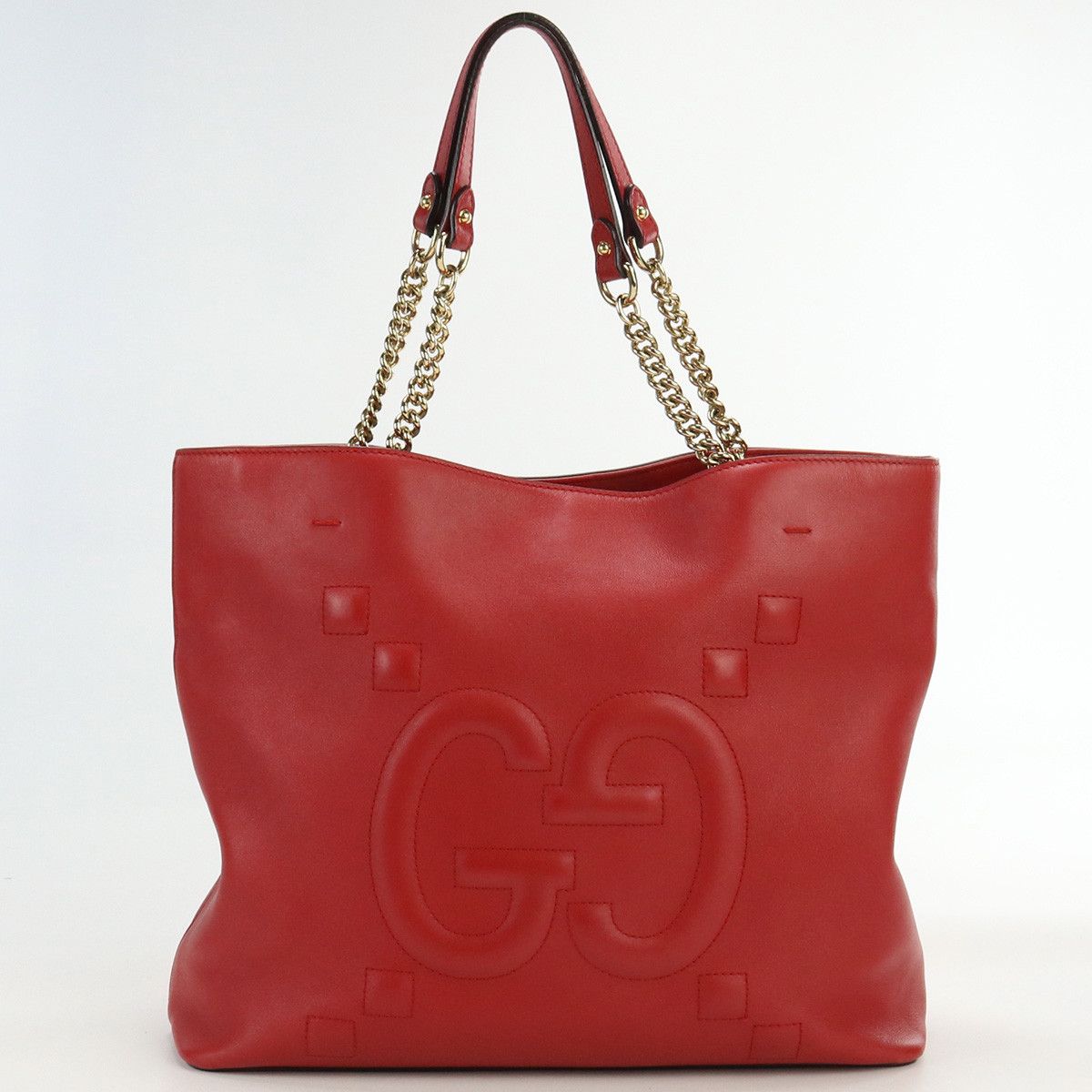 image of Gucci Chain Tote Shoulder Bag Leather in Black, Women's