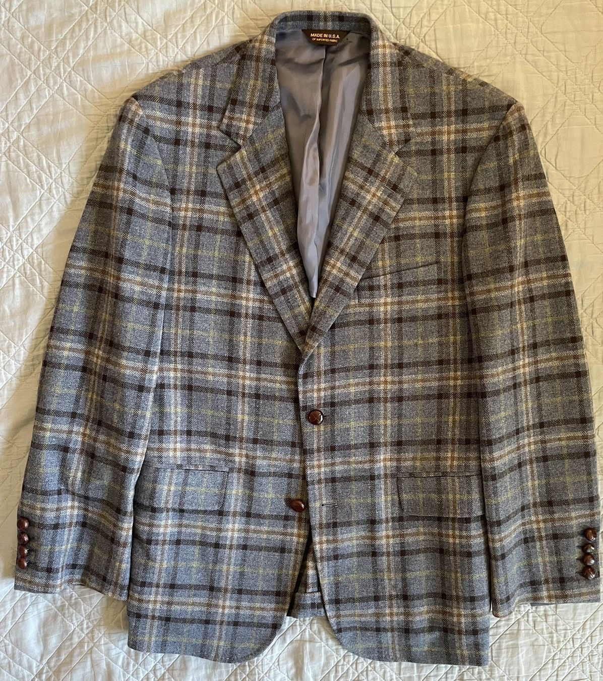 Brooks Brothers Check Print Wool Sport Coat Size 40R - 1 Thumbnail