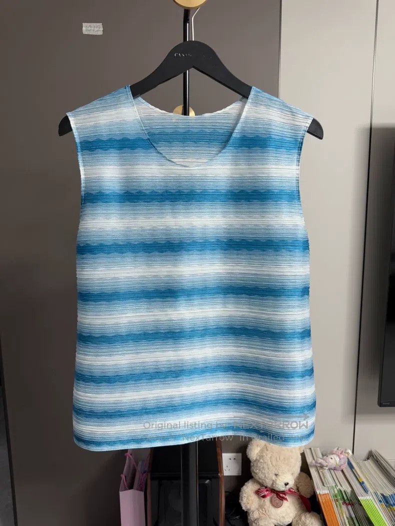 Issey Miyake Water Ripple Fresh Blue Spring Top