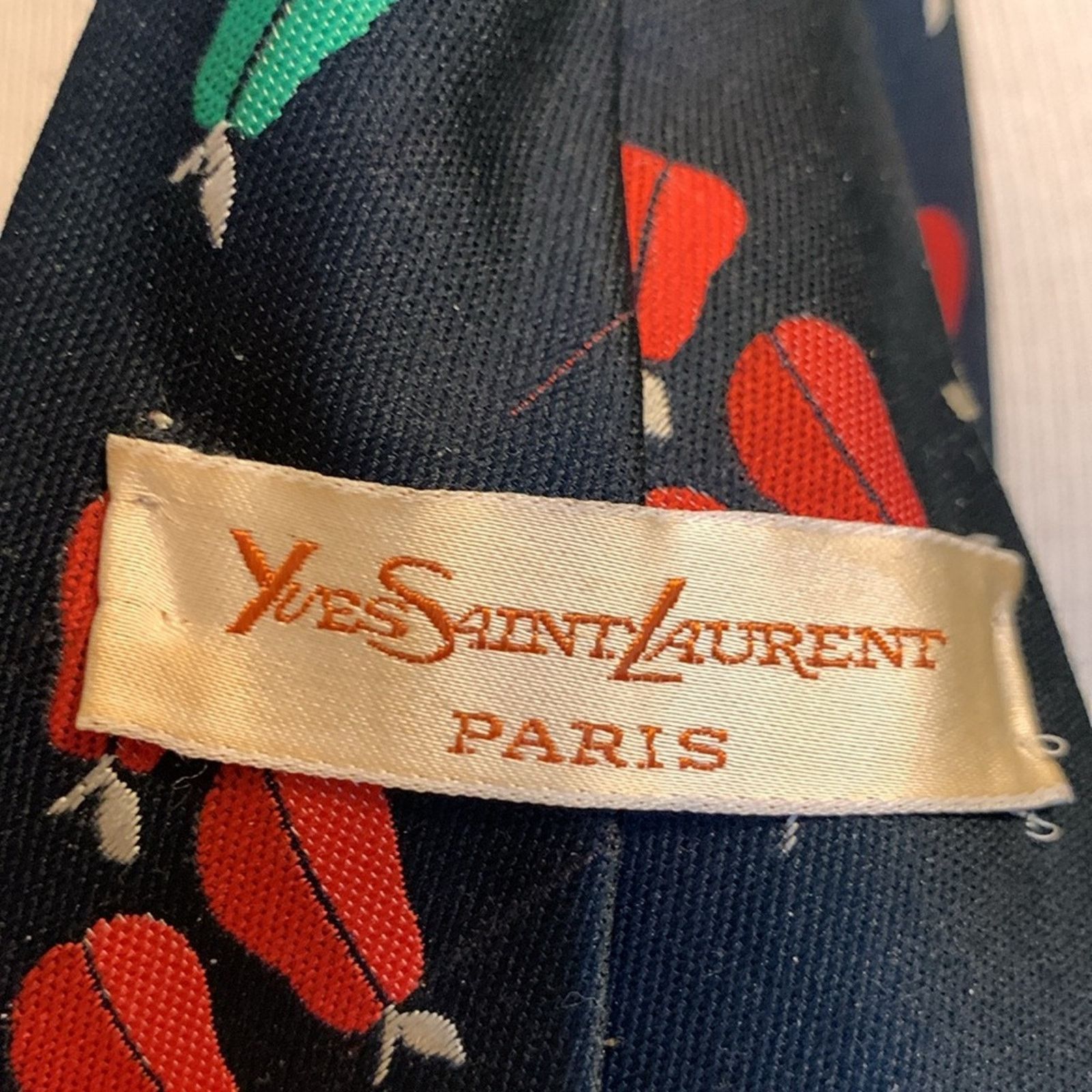 YSL Yves St Laurent 70's-80’s graphic pears super wide tie