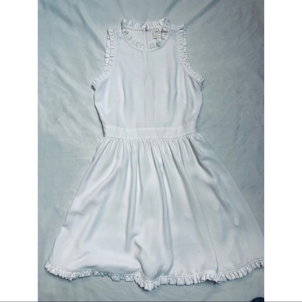 Kate Spade Kate Spade Ruffle Trim Fit & Flare White Dress Size 4 Size S / US 4 / IT 40 - 6 Thumbnail