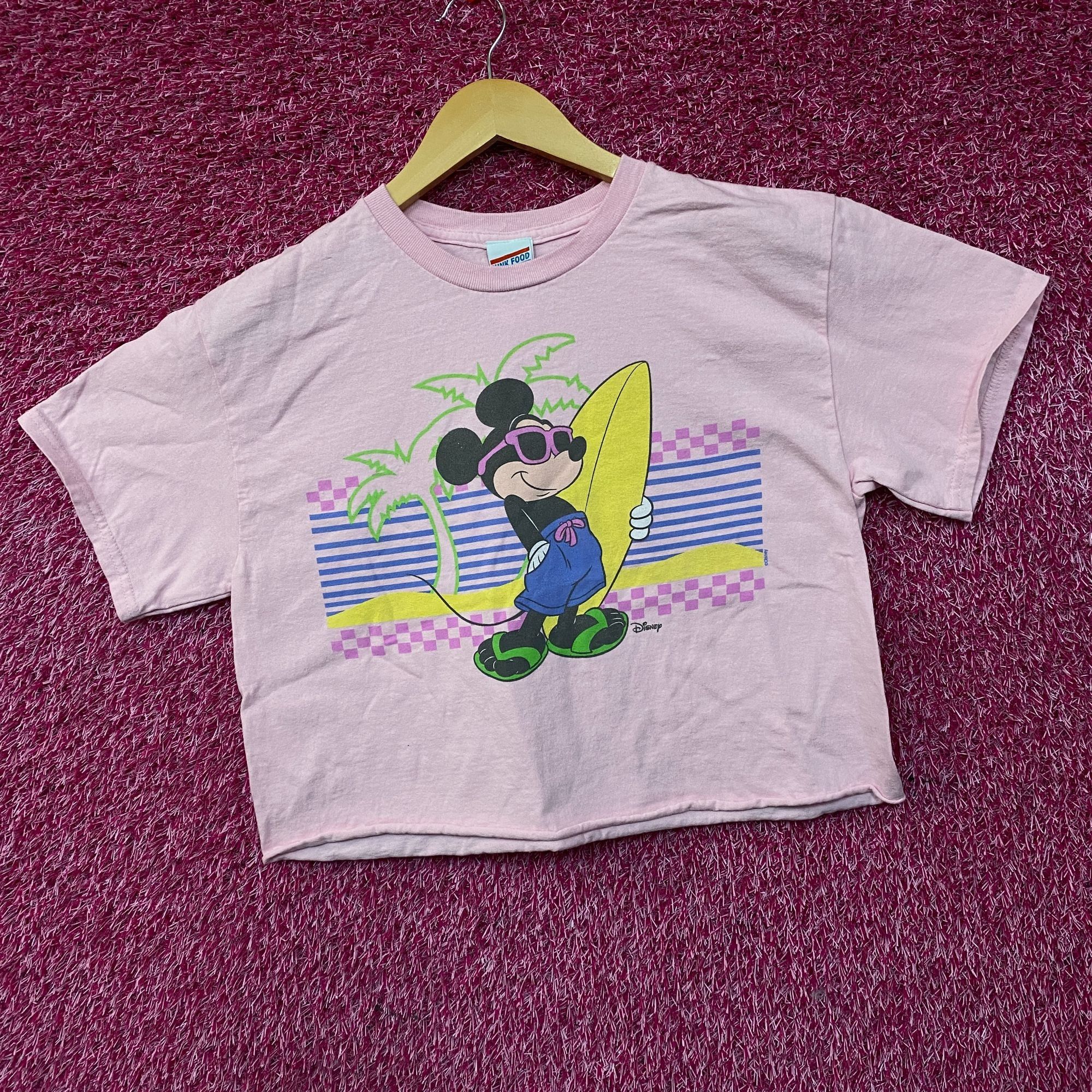 Junk Food Junk Food Clothing Mickey Mouse Surf Flea Market Pink Crop T Size S / US 4 / IT 40 - 3 Thumbnail