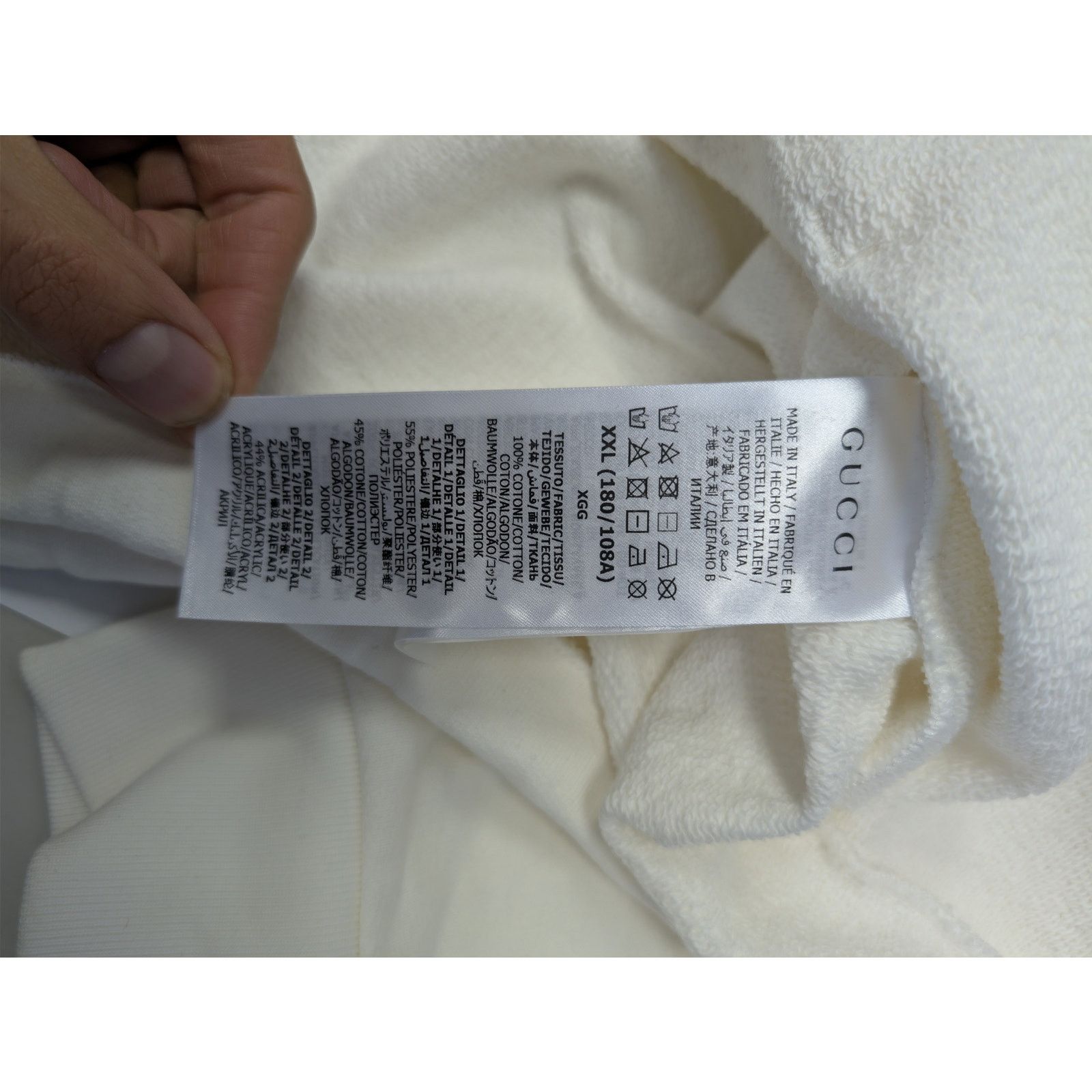 Gucci o1rshd1 Light Felted Cotton Jersey Hoodie Sweatshirt Ivory Size US XXL / EU 58 / 5 - 17 Thumbnail