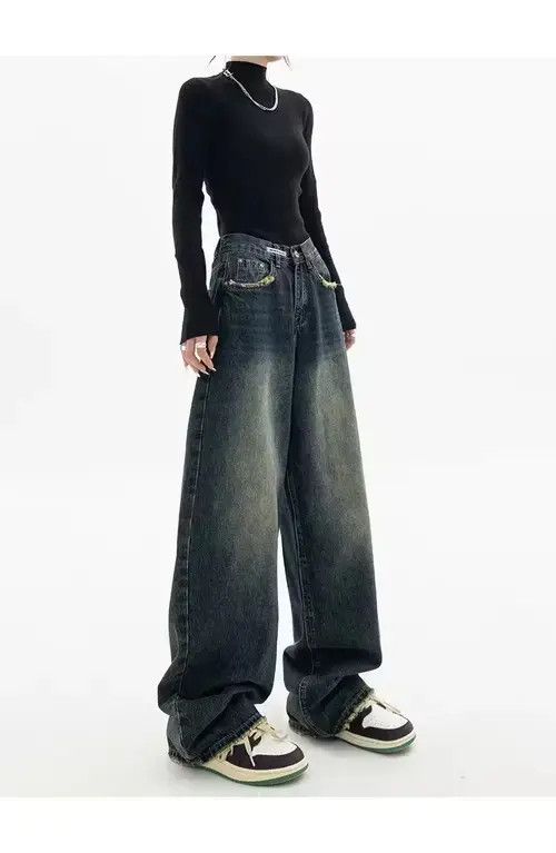 Other Vintage Blue High Waist Women Jeans Gradient Size 29" - 2 Thumbnail