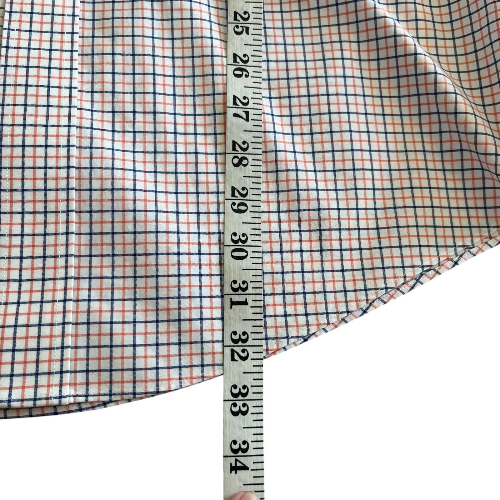 Brooks Brothers Brooks Brothers White Navy Orange Plaid Check Dress Shirt Size US L / EU 52-54 / 3 - 5 Thumbnail