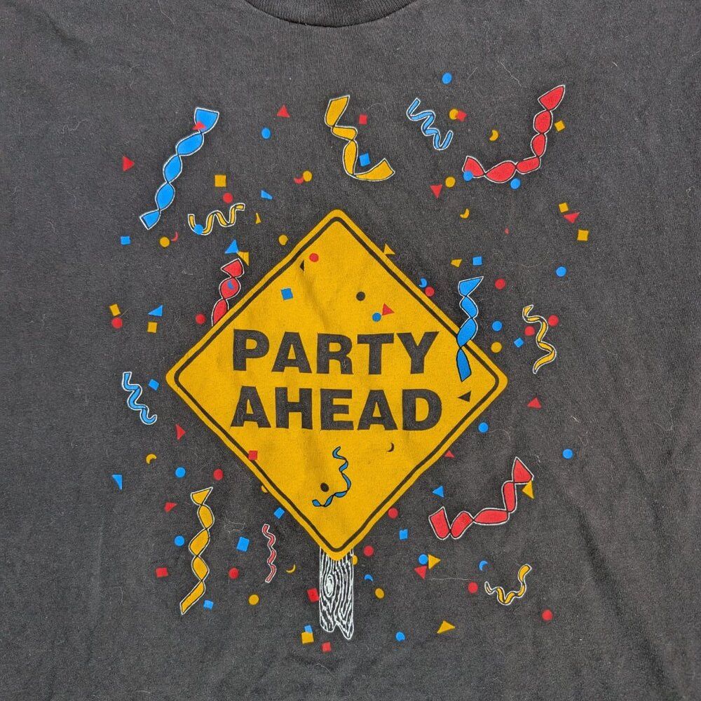 Fruit Of The Loom Vintage 90s Fruit of the Loom T-Shirt Men L Black Party Ahe Size US L / EU 52-54 / 3 - 2 Thumbnail