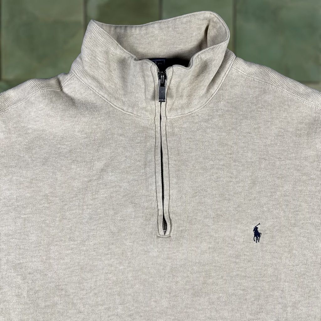 Polo Ralph Lauren Polo Ralph Lauren Pullover Sweater Mens 2XL Beige Quarter Zip Long Sleeve Cotton Size US XXL / EU 58 / 5 - 1 Thumbnail