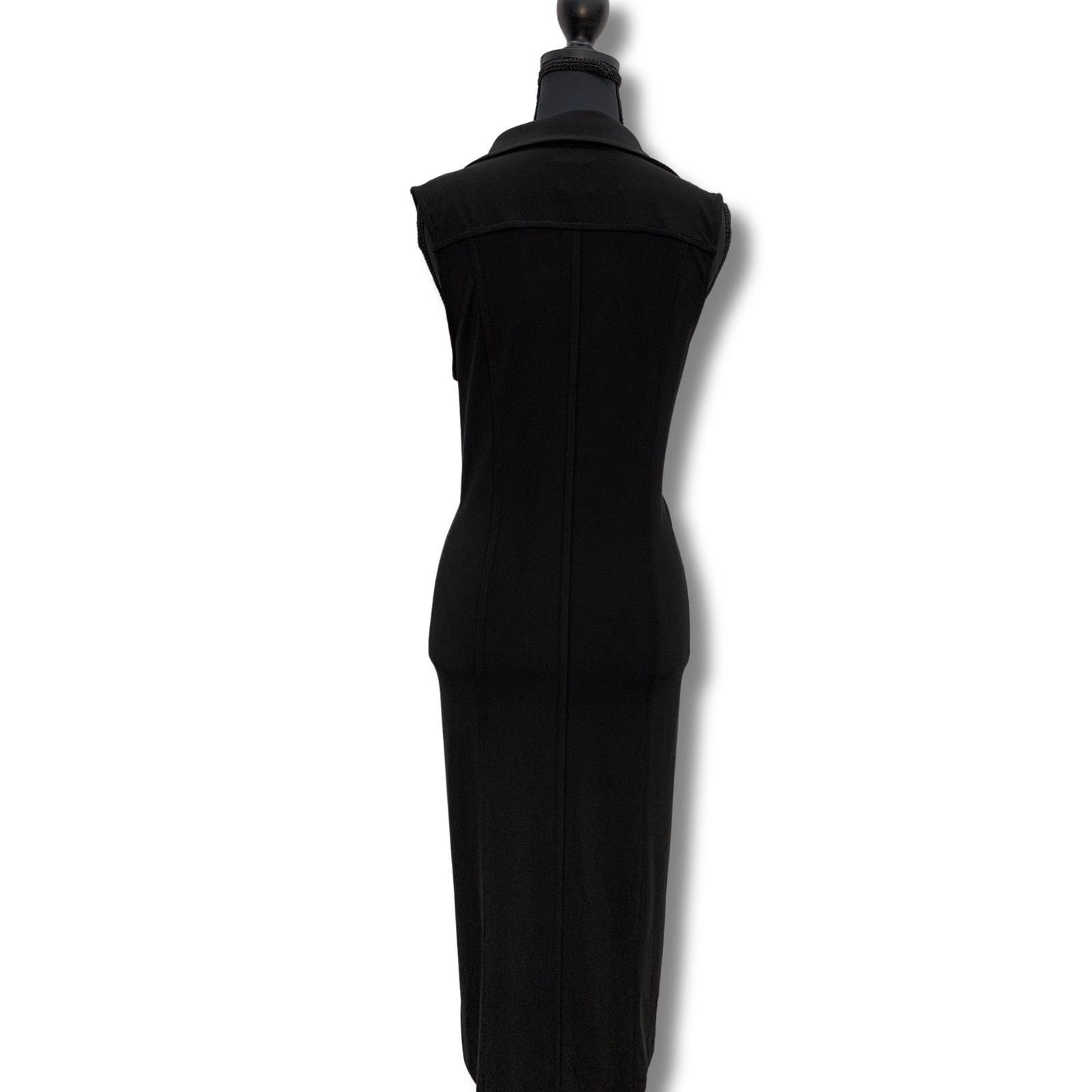 Anne Klein Anne Klein Black Sleeveless V-Neck Collared Shirt Dress Size M / US 6-8 / IT 42-44 - 2 Thumbnail