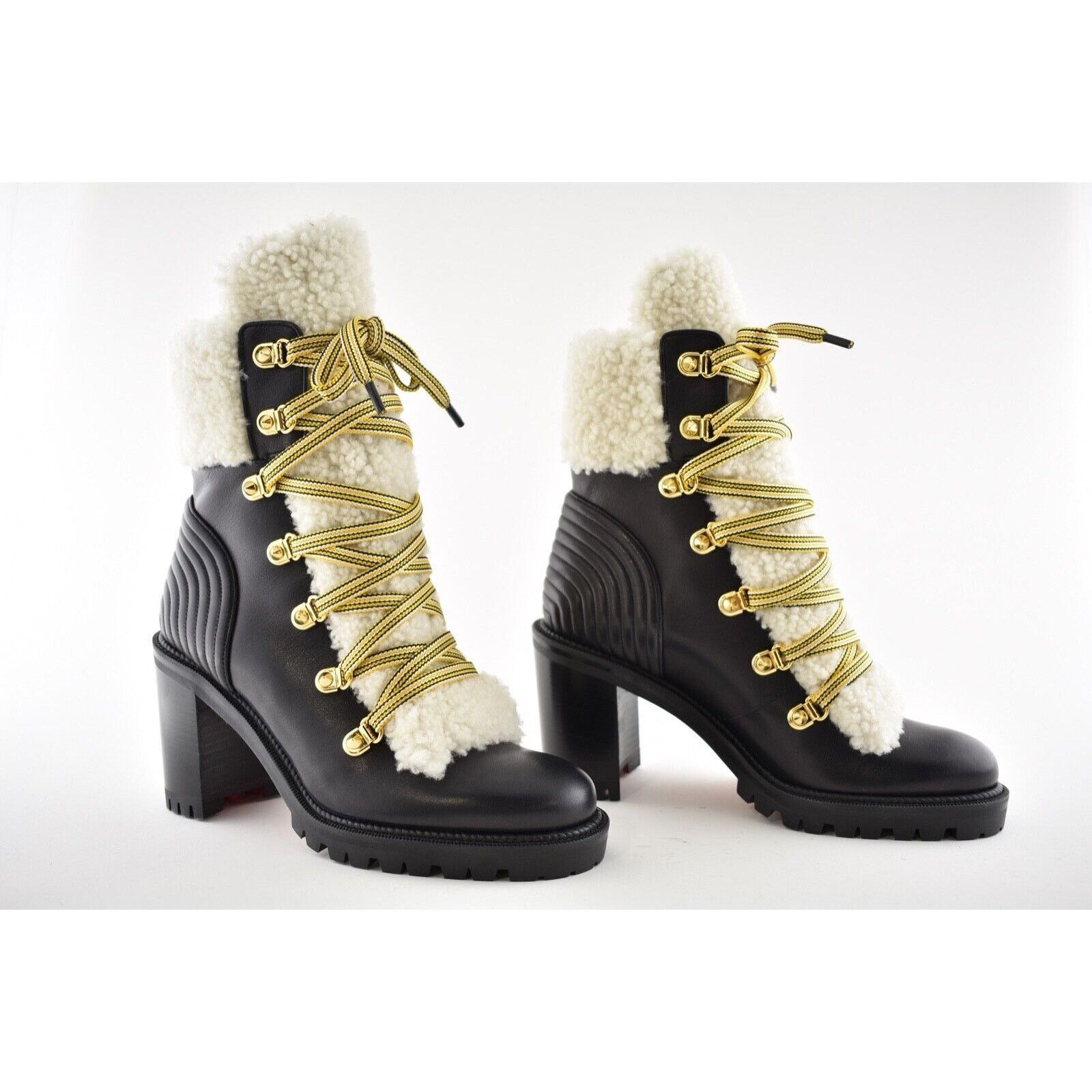 Christian Louboutin Christian Louboutin Yetita 70 Black Calf Leather Shearling Size US 5 / IT 35 - 2 Thumbnail