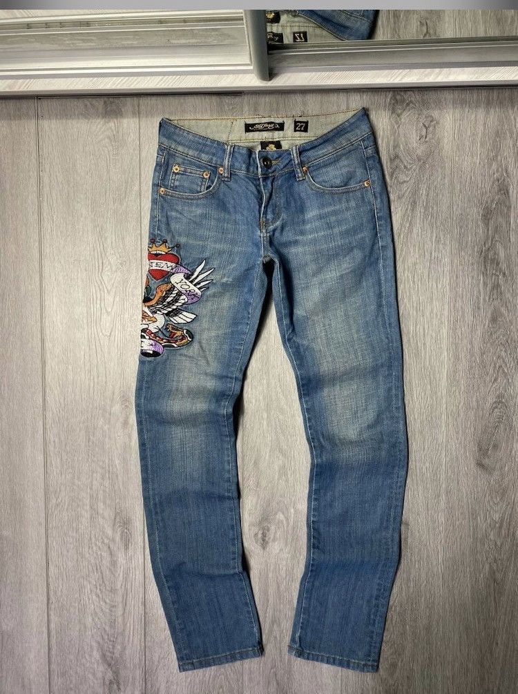 Christian Audigier × Ed Hardy × Vintage Vintage Ed Hardy embroidered logo skinny jeans size 27 Size US 27 - 6 Thumbnail