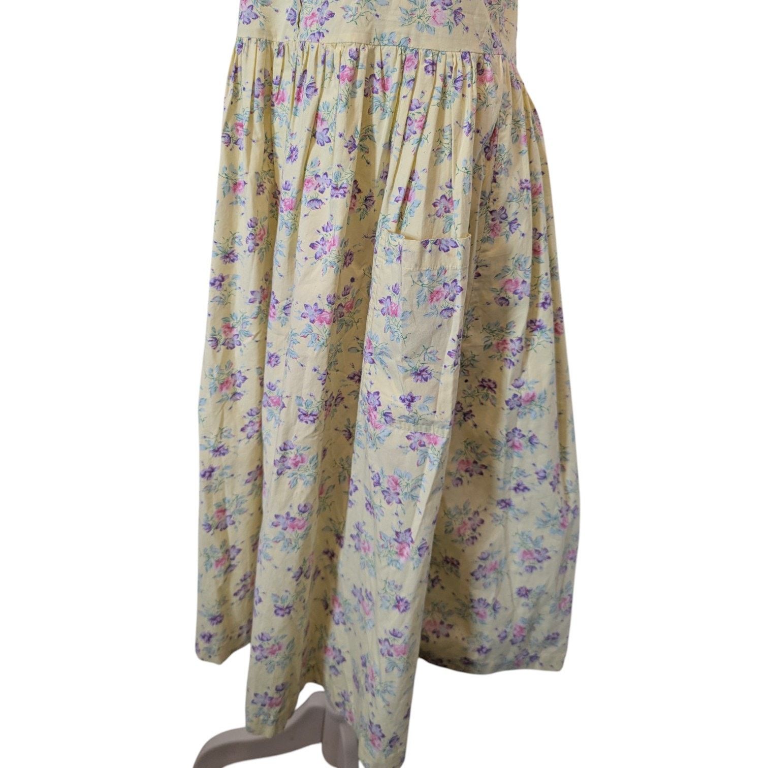 Other Vintage Komil Hawaii Cottagecore Island Yellow Floral Dress Size S / US 4 / IT 40 - 3 Thumbnail
