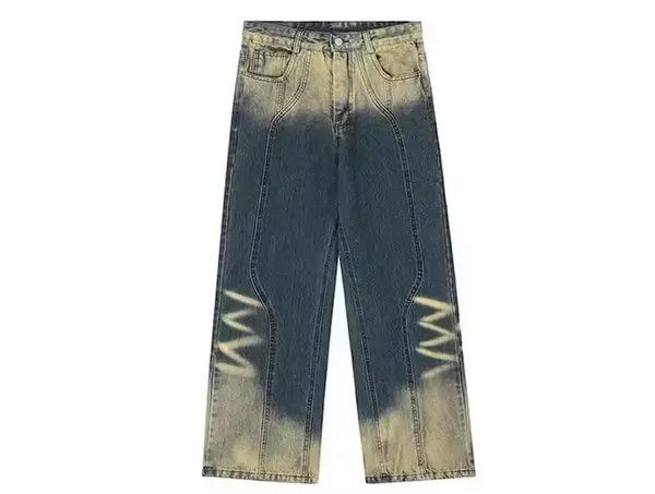 VIBE Vintage tie-dye gradient washed distressed wide-leg jeans Size US 34 / EU 50 - 3 Thumbnail