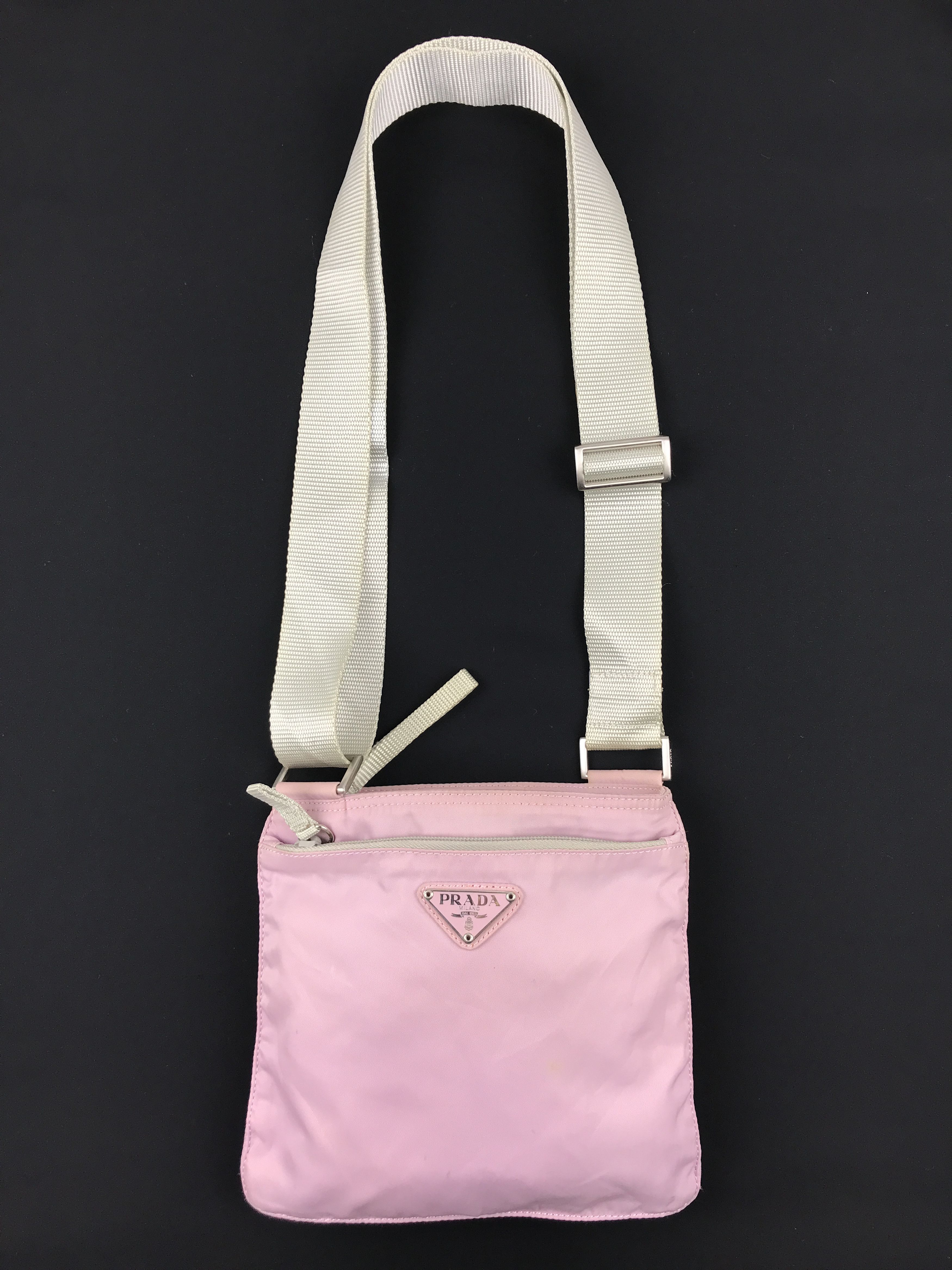 image of Vintage Prada Nylon Cross Body Bag Pink Color, Women's