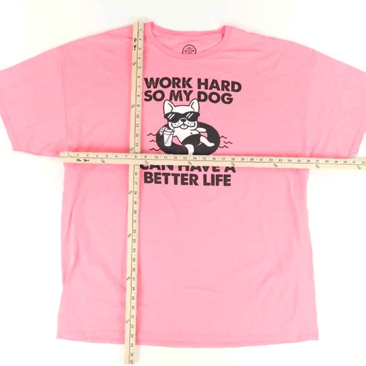 Vintage DOM Shirt Men's 3XL Pink Work Hard Dog Better Life Solid T-Shirt Size US XXL / EU 58 / 5 - 3 Thumbnail